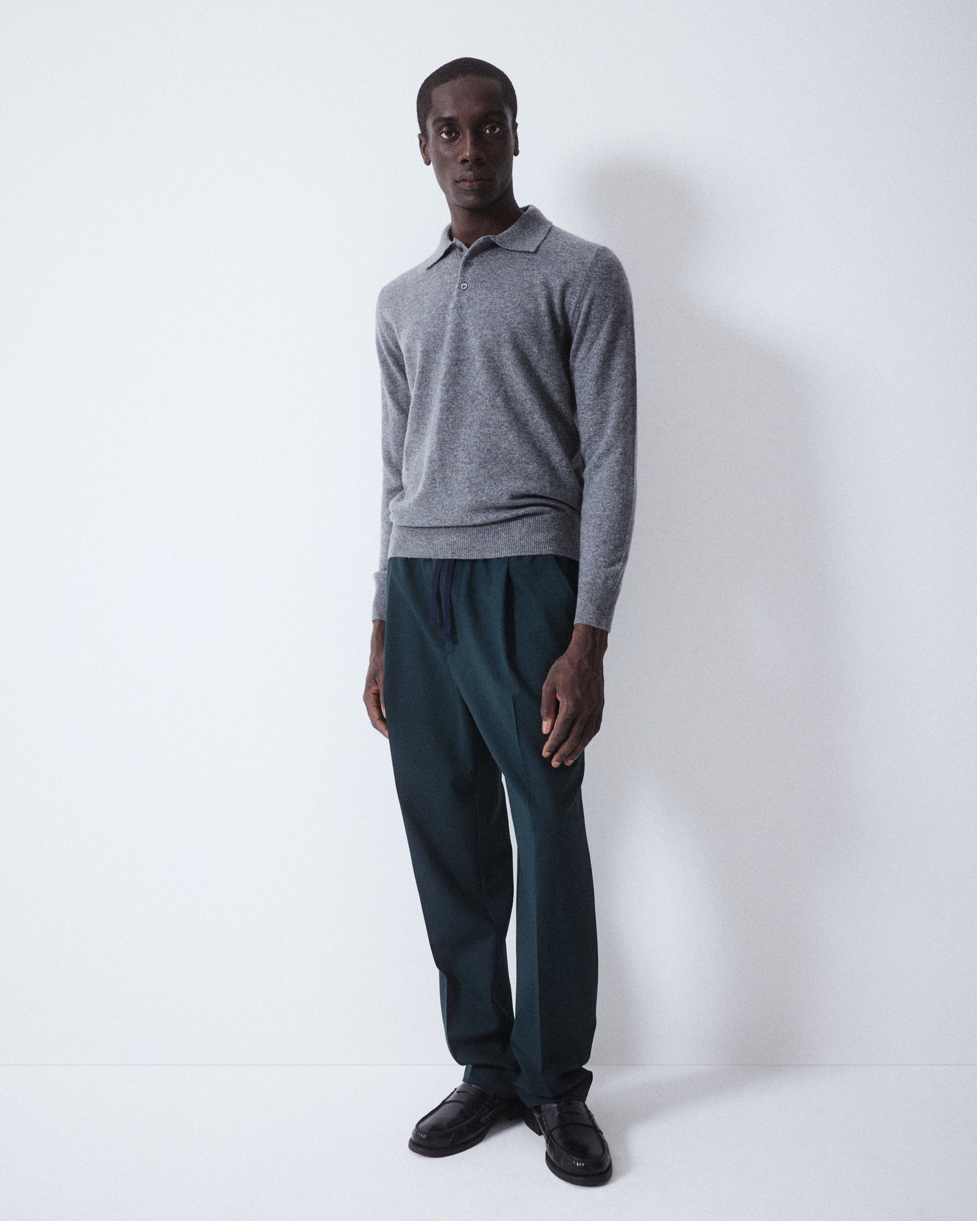 Maglia Polo Rasata Cashmere M/ L - GRIGIO MEDIO