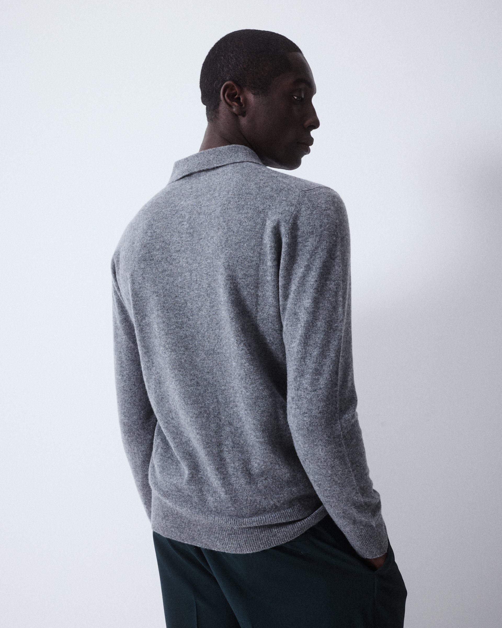 Maglia Polo Rasata Cashmere M/ L - GRIGIO MEDIO