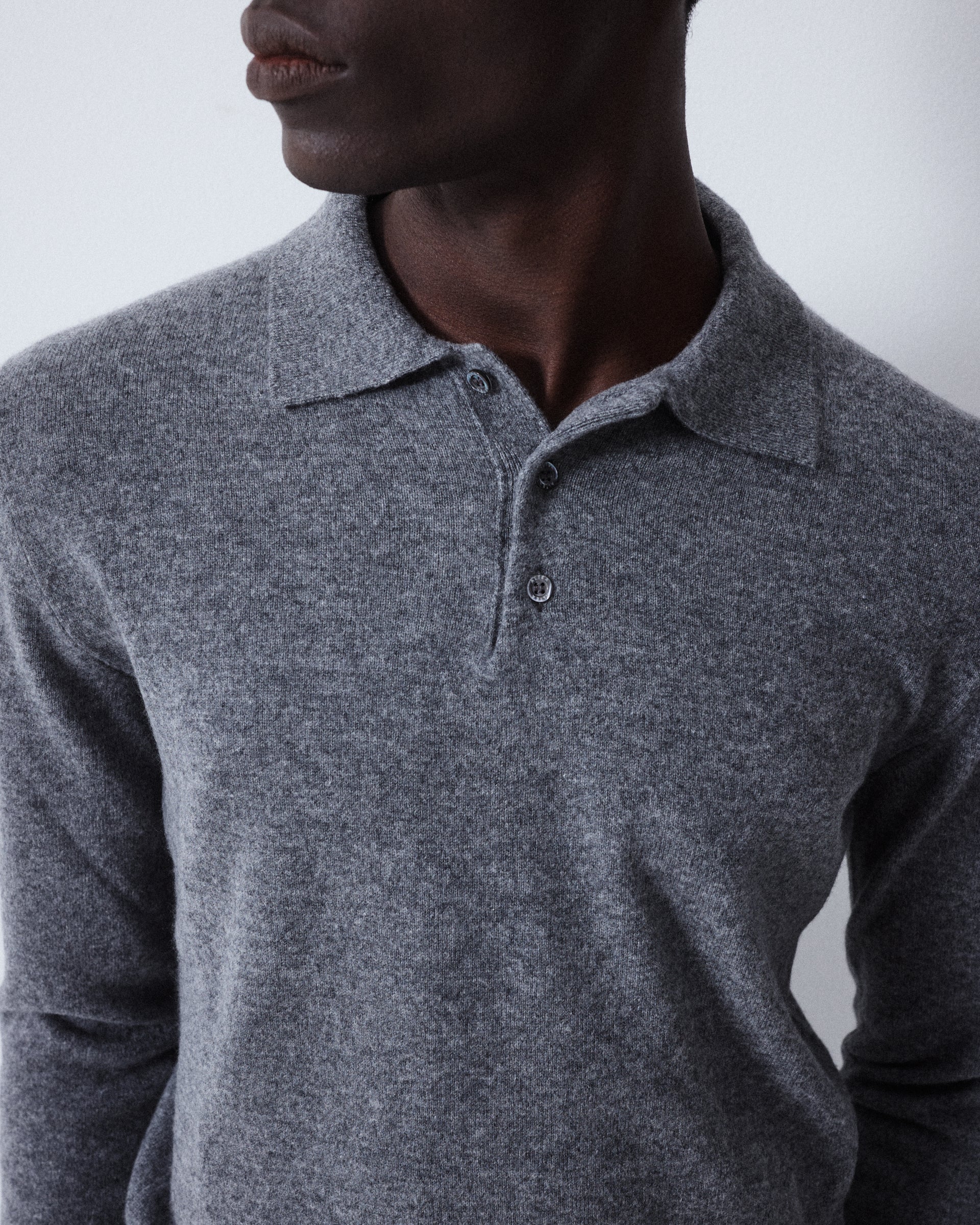 Maglia Polo Rasata Cashmere M/ L - GRIGIO MEDIO