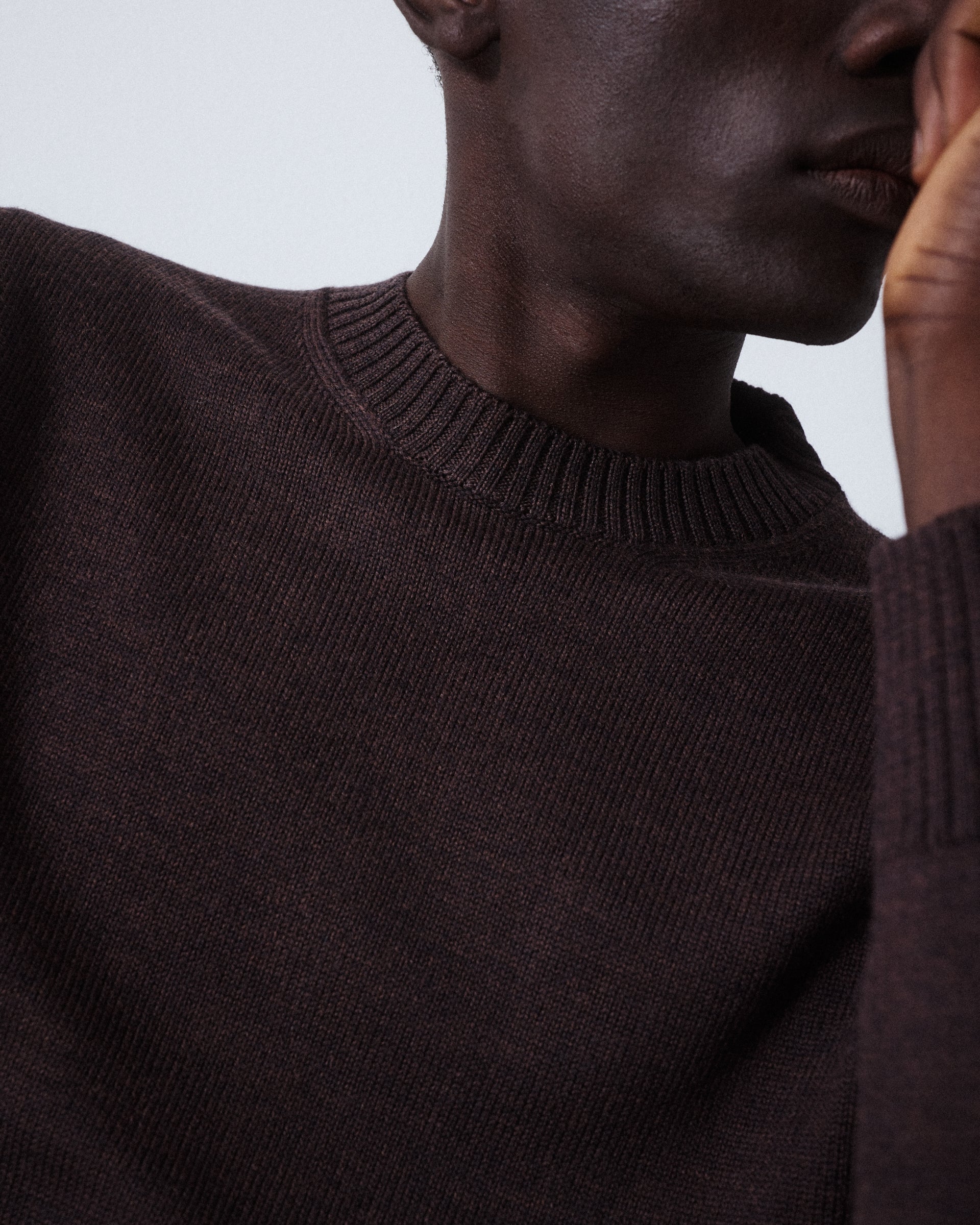 Maglia Girocollo Merino Rasata M/ L - MARRONE