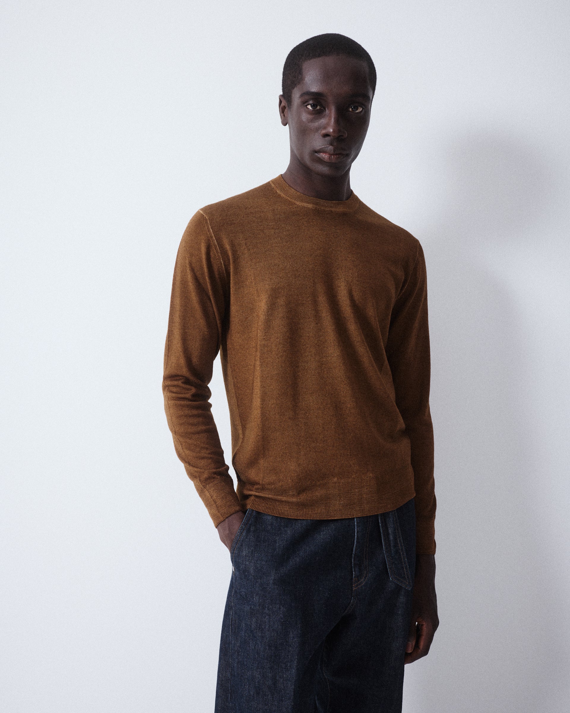 Magl. Girocollo Merino Rasata M/l T. Ca. - CAMMELLO