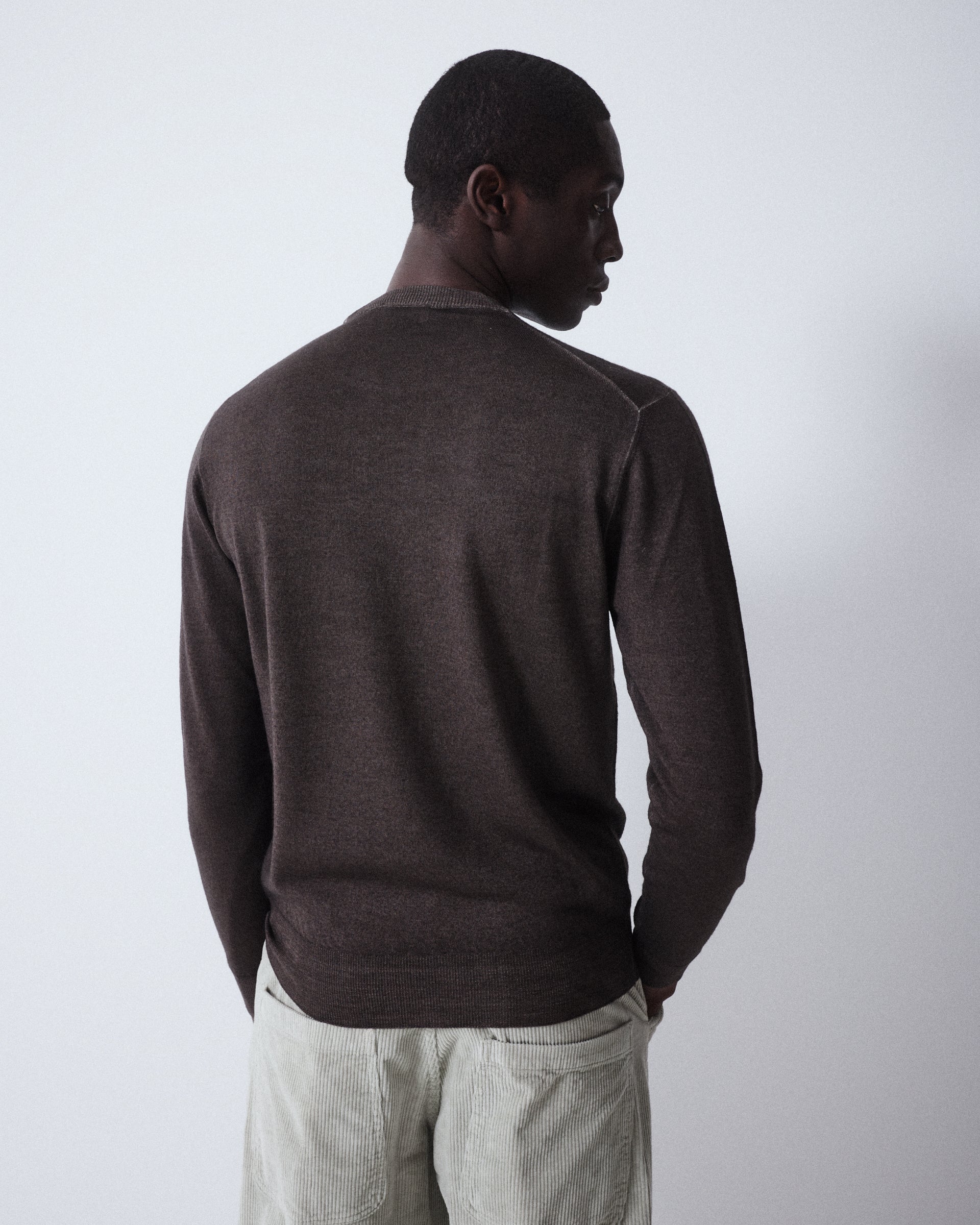 Magl. Girocollo Merino Rasata M/l T. Ca. - MORO