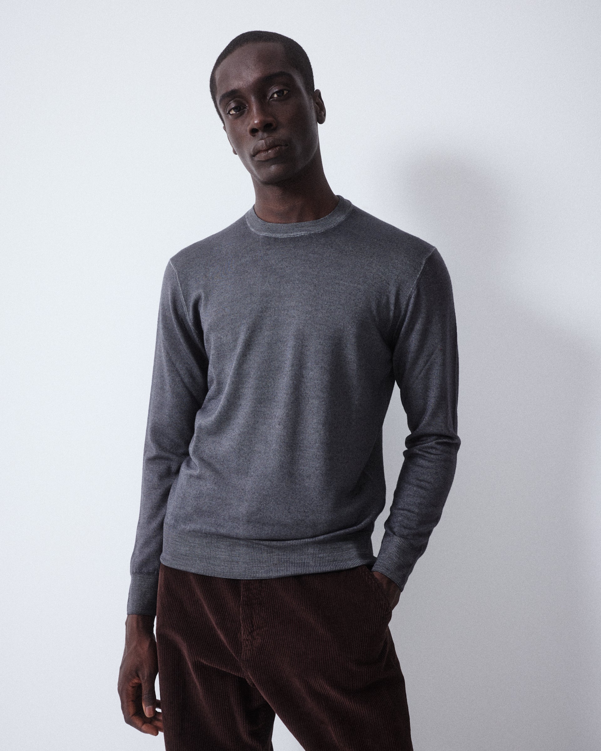 Magl. Girocollo Merino Rasata M/l T. Ca. - ANTRACITE.