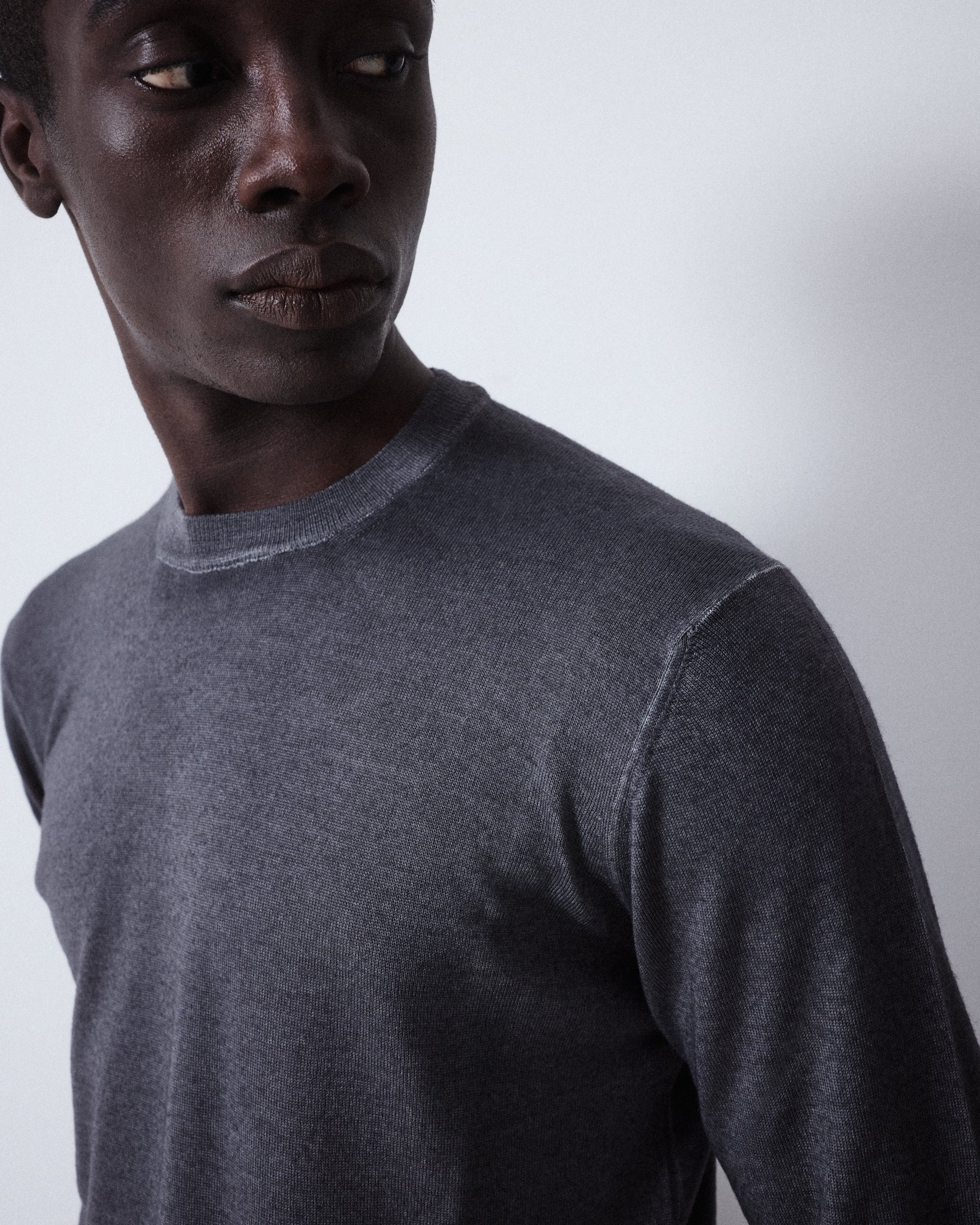 Magl. Girocollo Merino Rasata M/l T. Ca. - ANTRACITE.