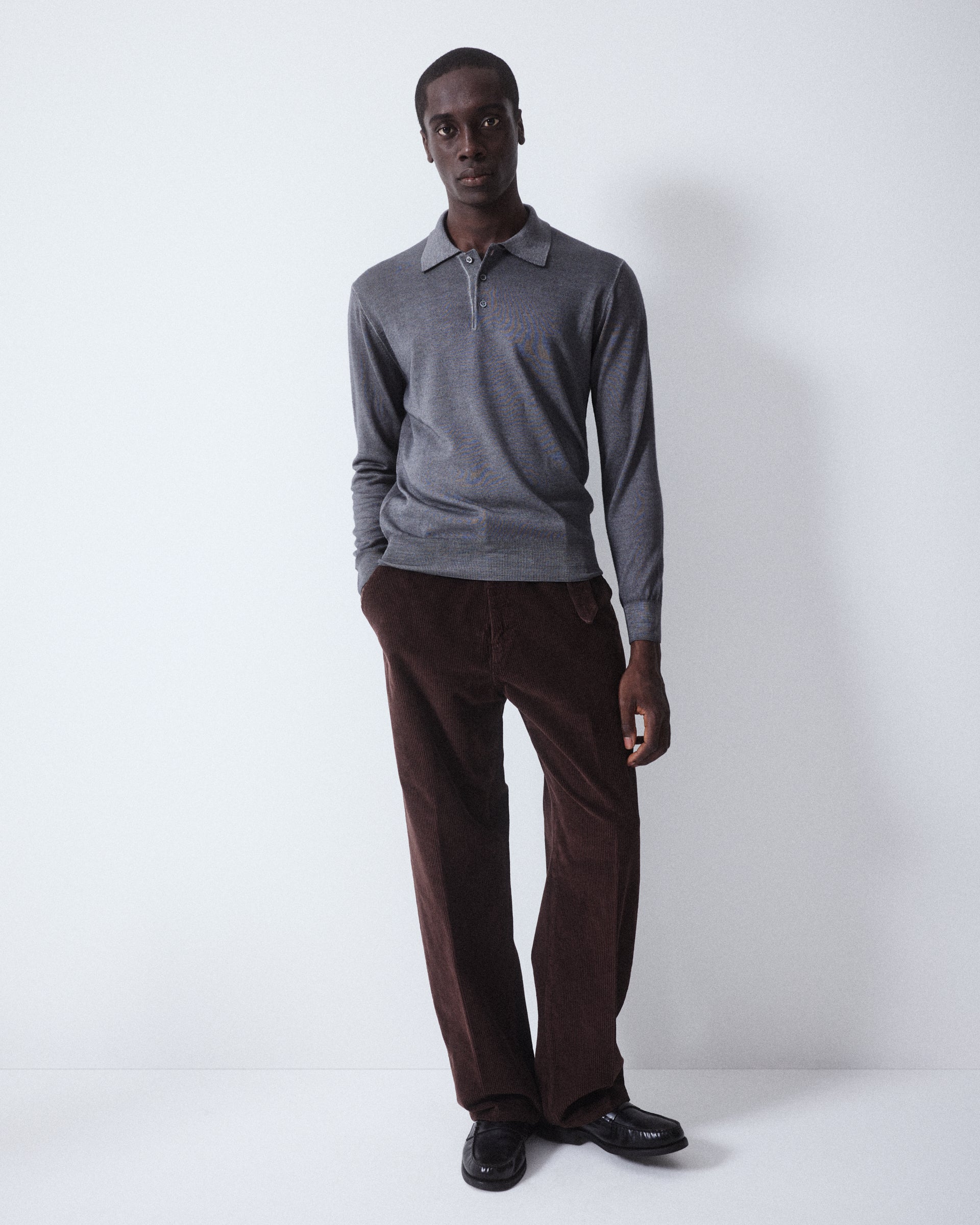 Maglia Polo Rasata M/ L T. Capo - ANTRACITE.