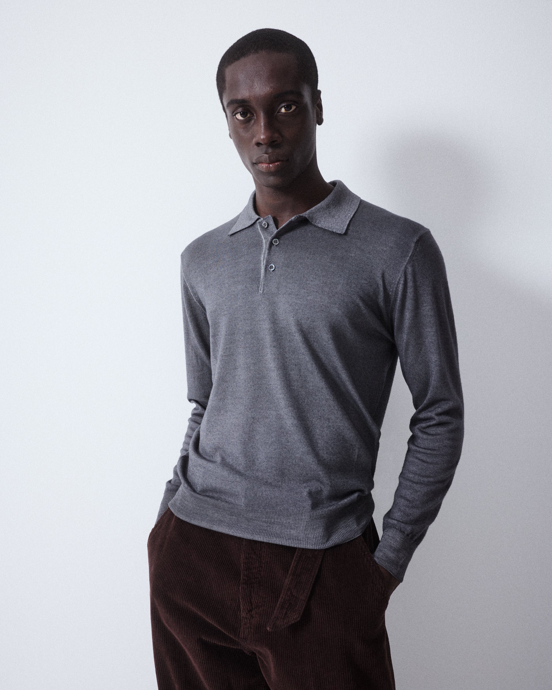 Maglia Polo Rasata M/ L T. Capo - ANTRACITE.