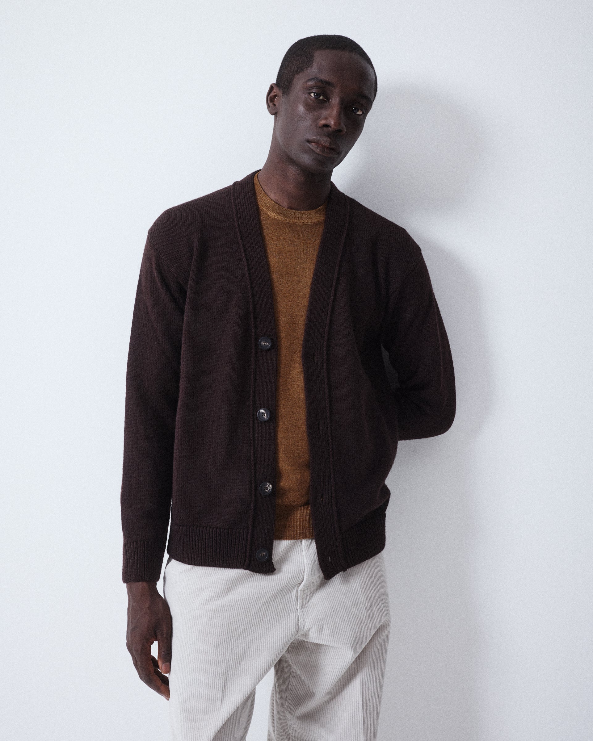 Cardigan Maglia Rasato M/ L - MARRONE