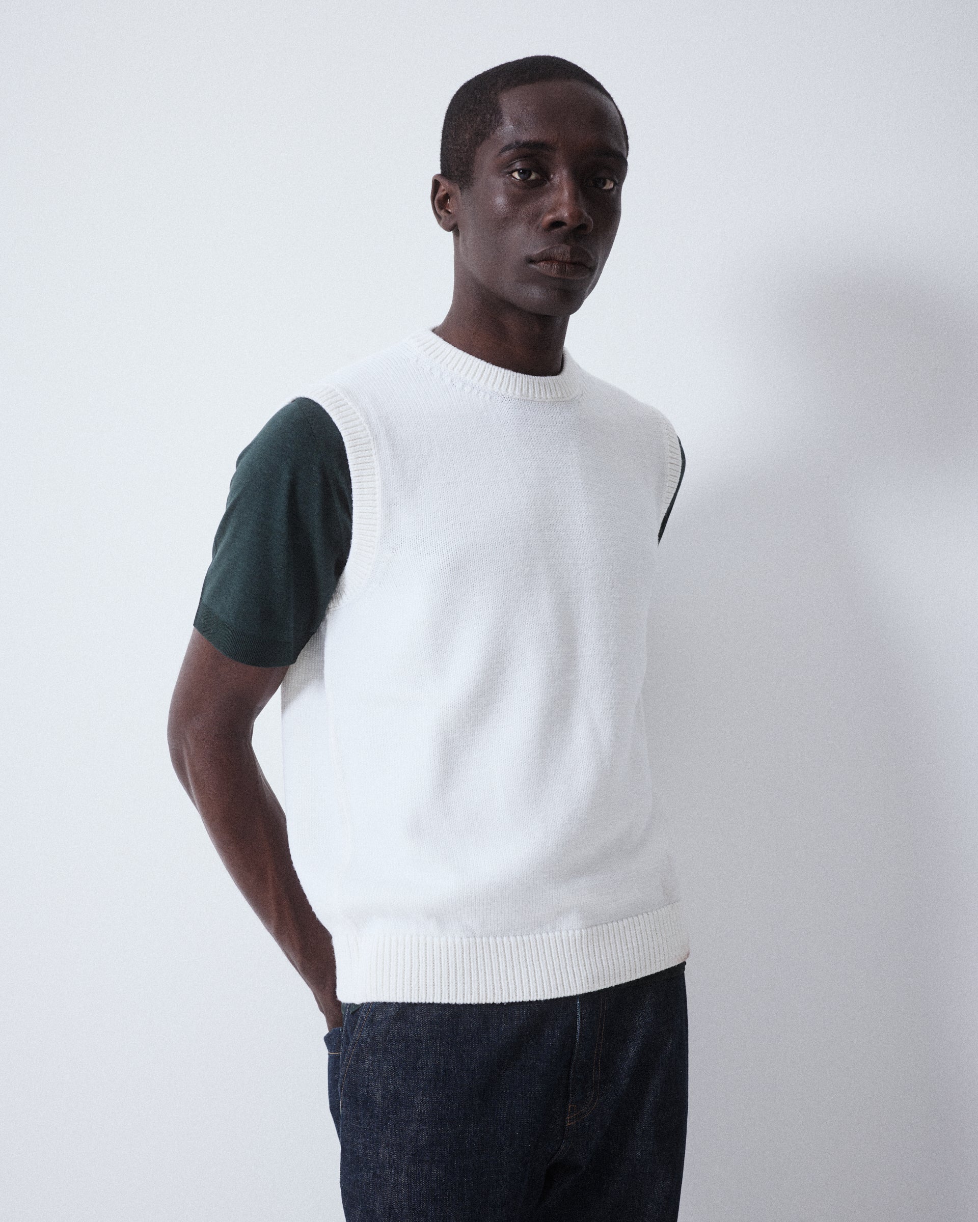 Gilet Maglia Rasato - PANNA