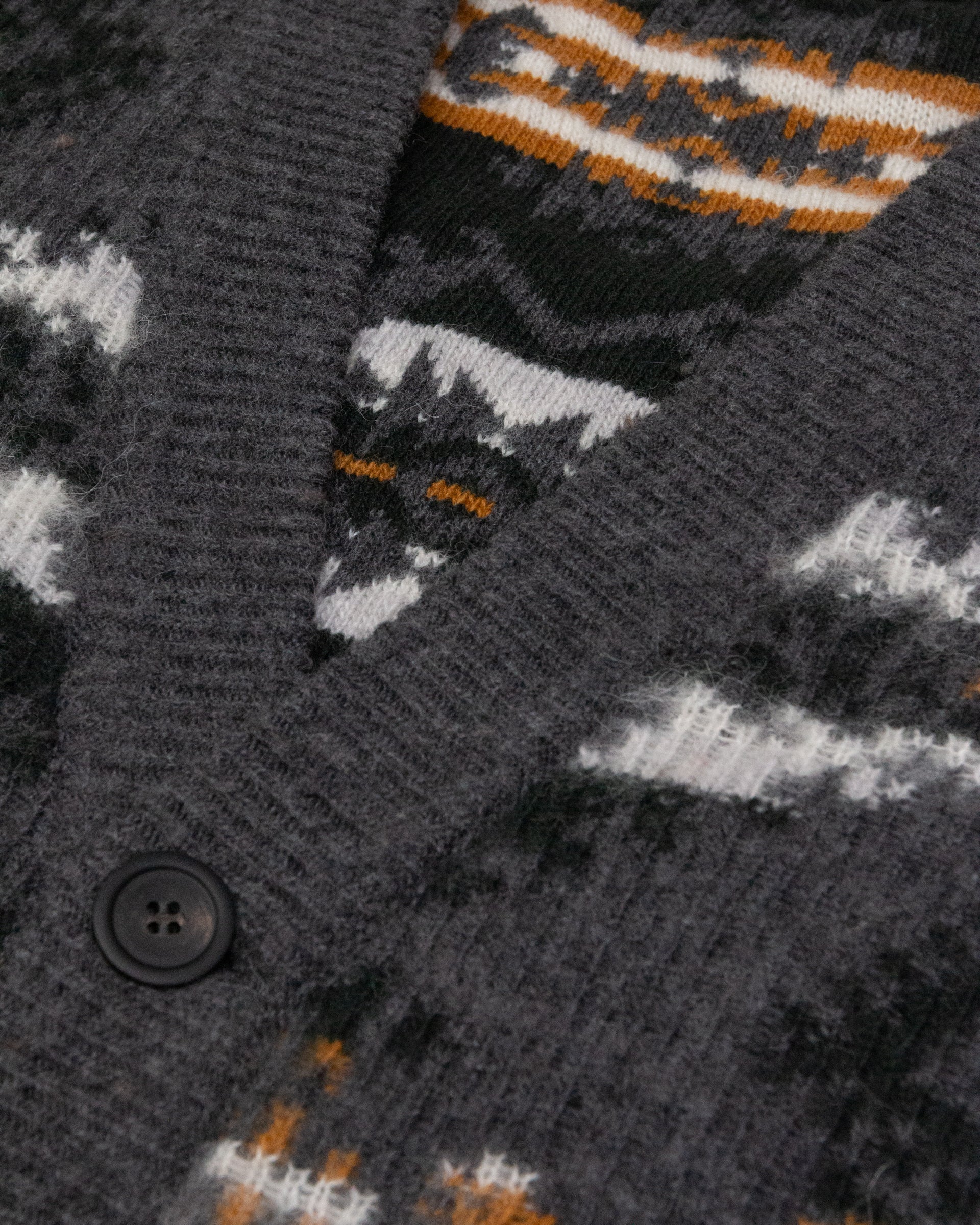 Cardigan garzato con jacquard in misto lana-alpaca. Grigio - Antracite