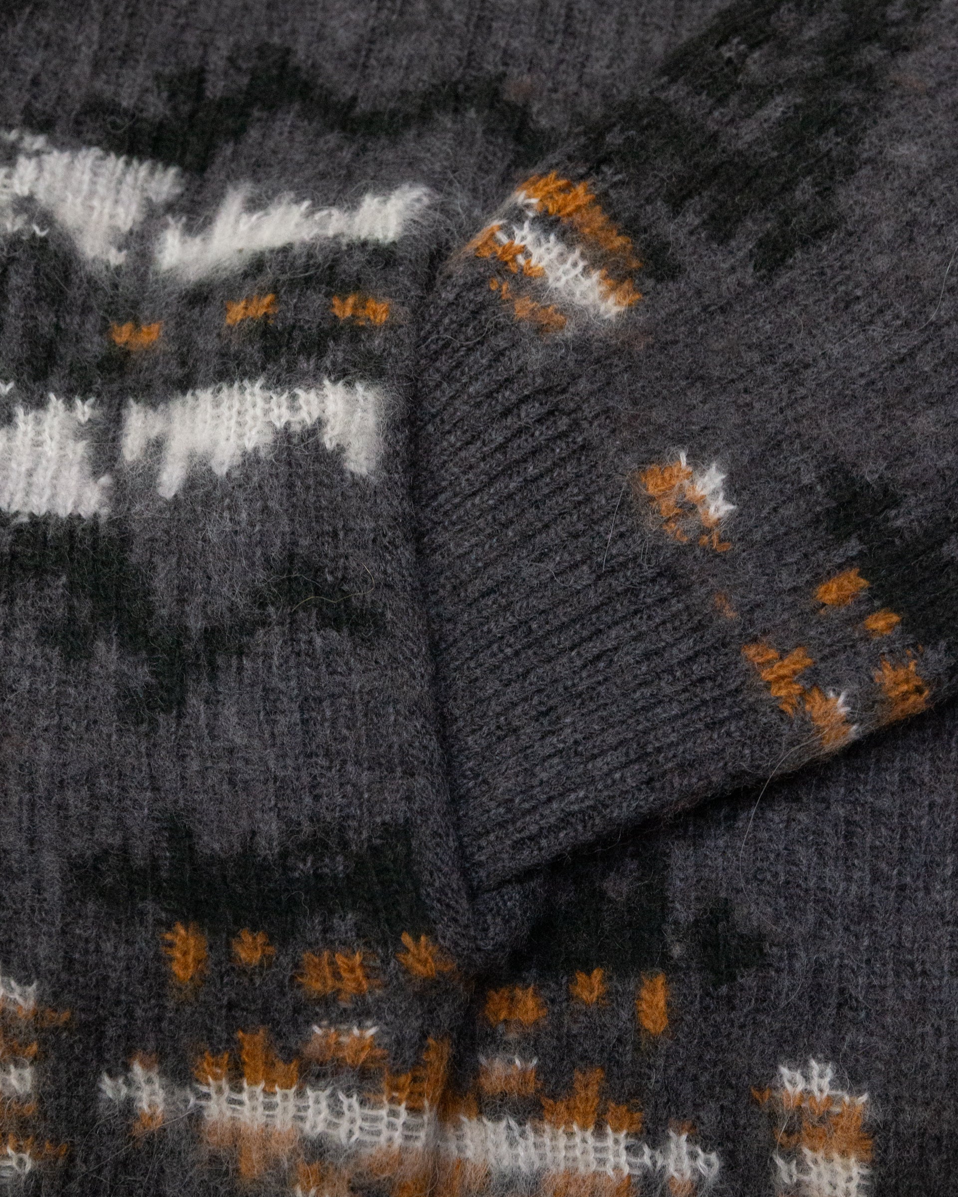 Cardigan garzato con jacquard in misto lana-alpaca. Grigio - Antracite