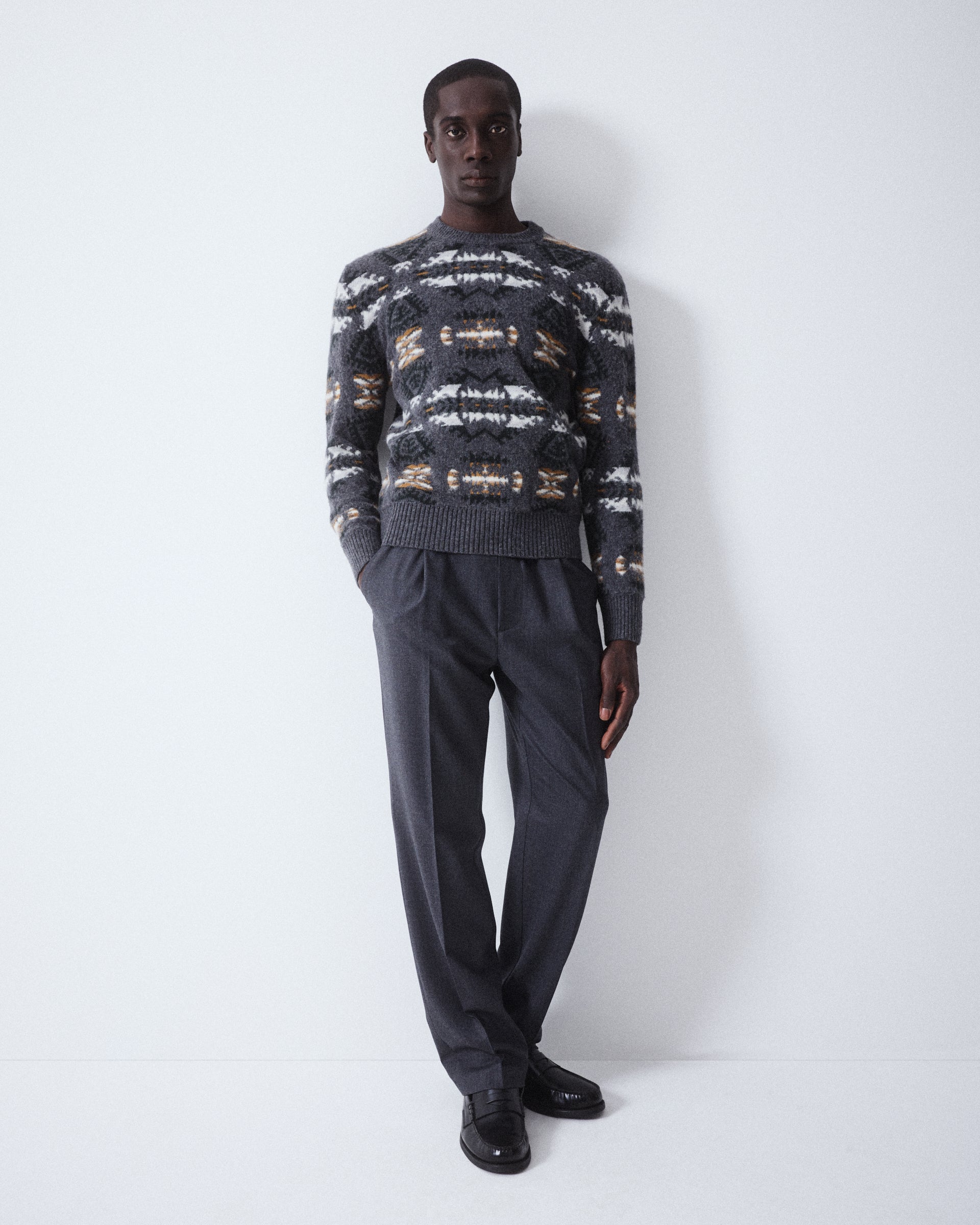 Maglia Girocollo Jacquard Garzato M/ L - ANTRACITE.