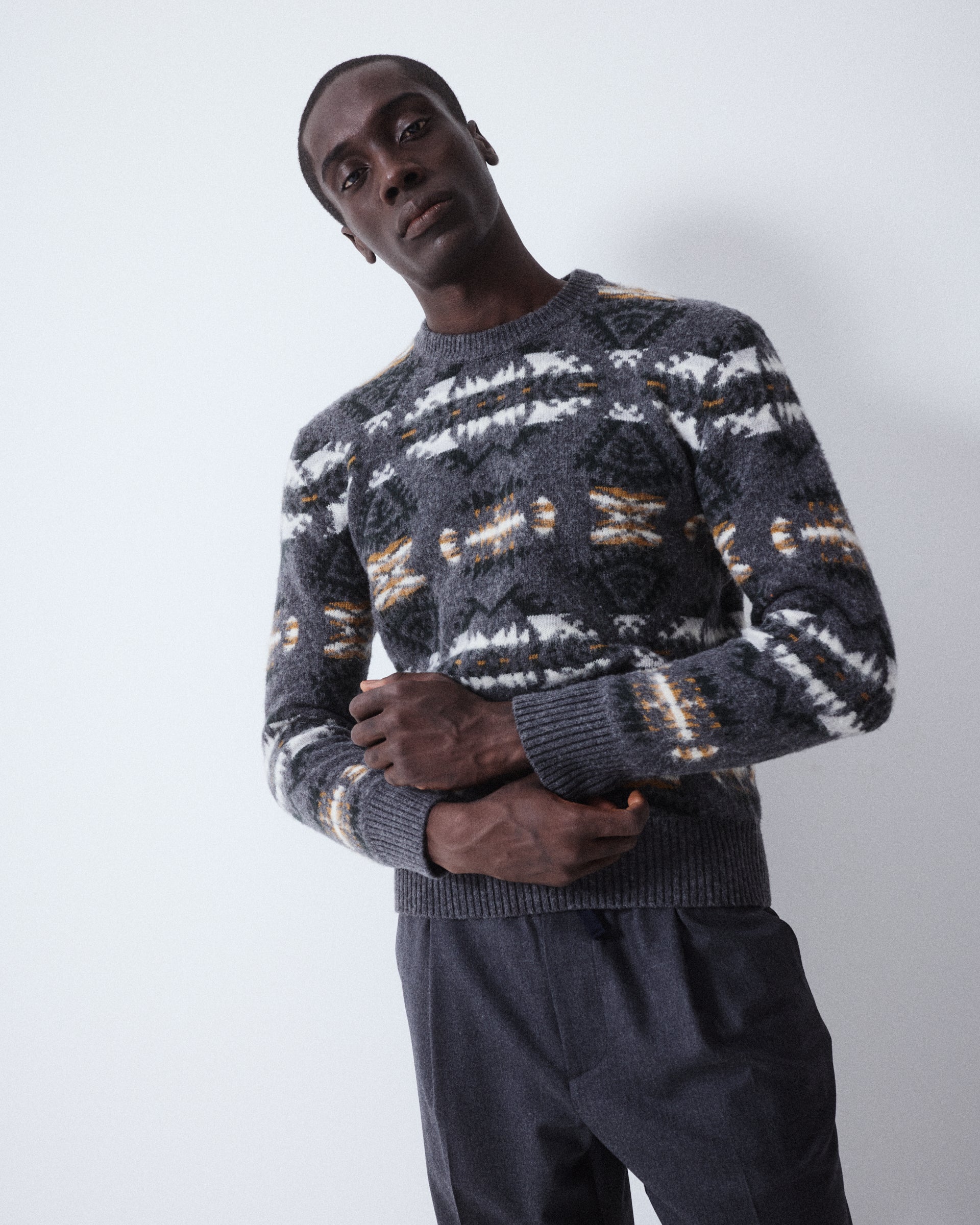 Maglia Girocollo Jacquard Garzato M/ L - ANTRACITE.