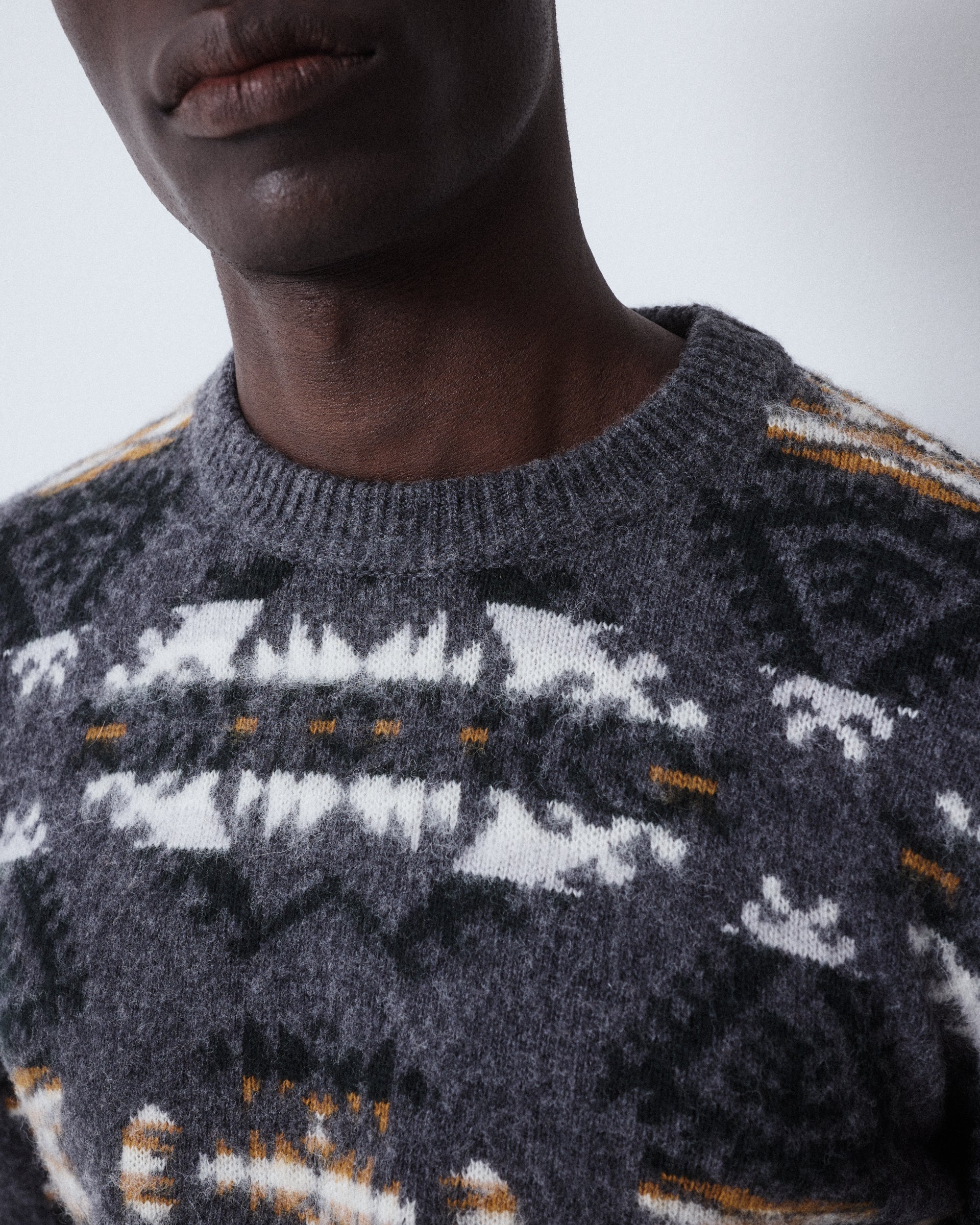 Maglia Girocollo Jacquard Garzato M/ L - ANTRACITE.