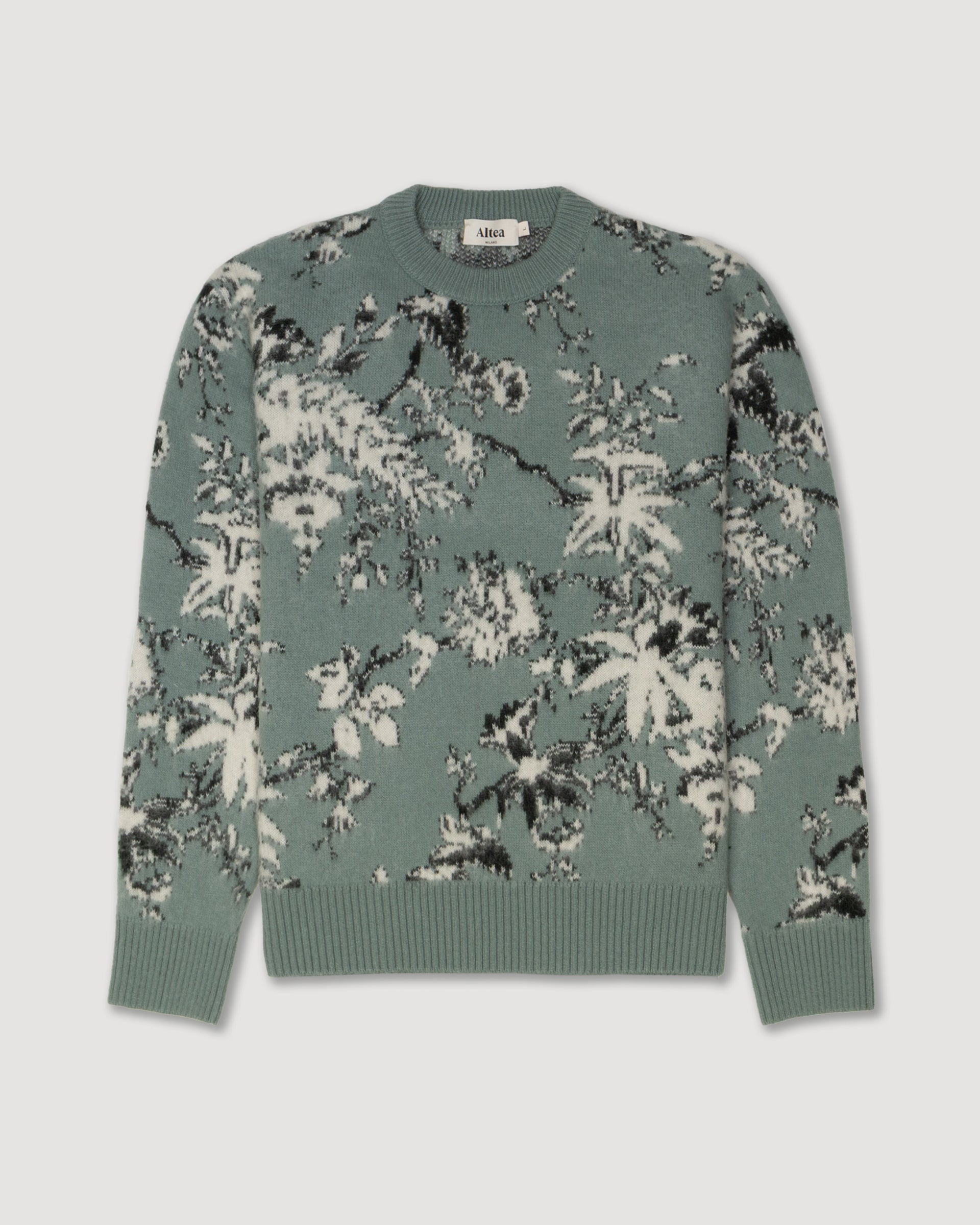 Maglia Girocollo Jacquard Floreale M/ L - ACQUA