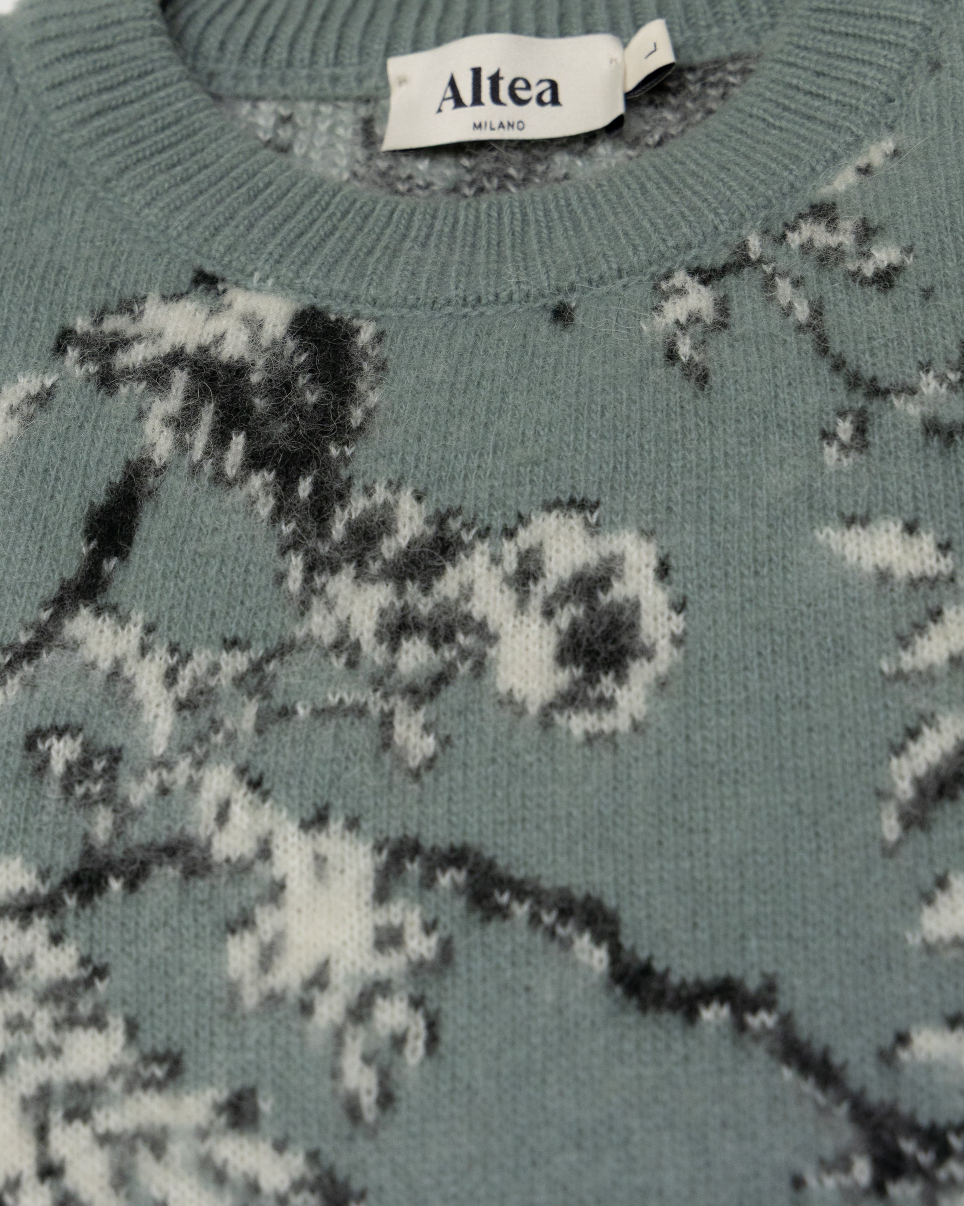 Maglia Girocollo Jacquard Floreale M/ L - ACQUA