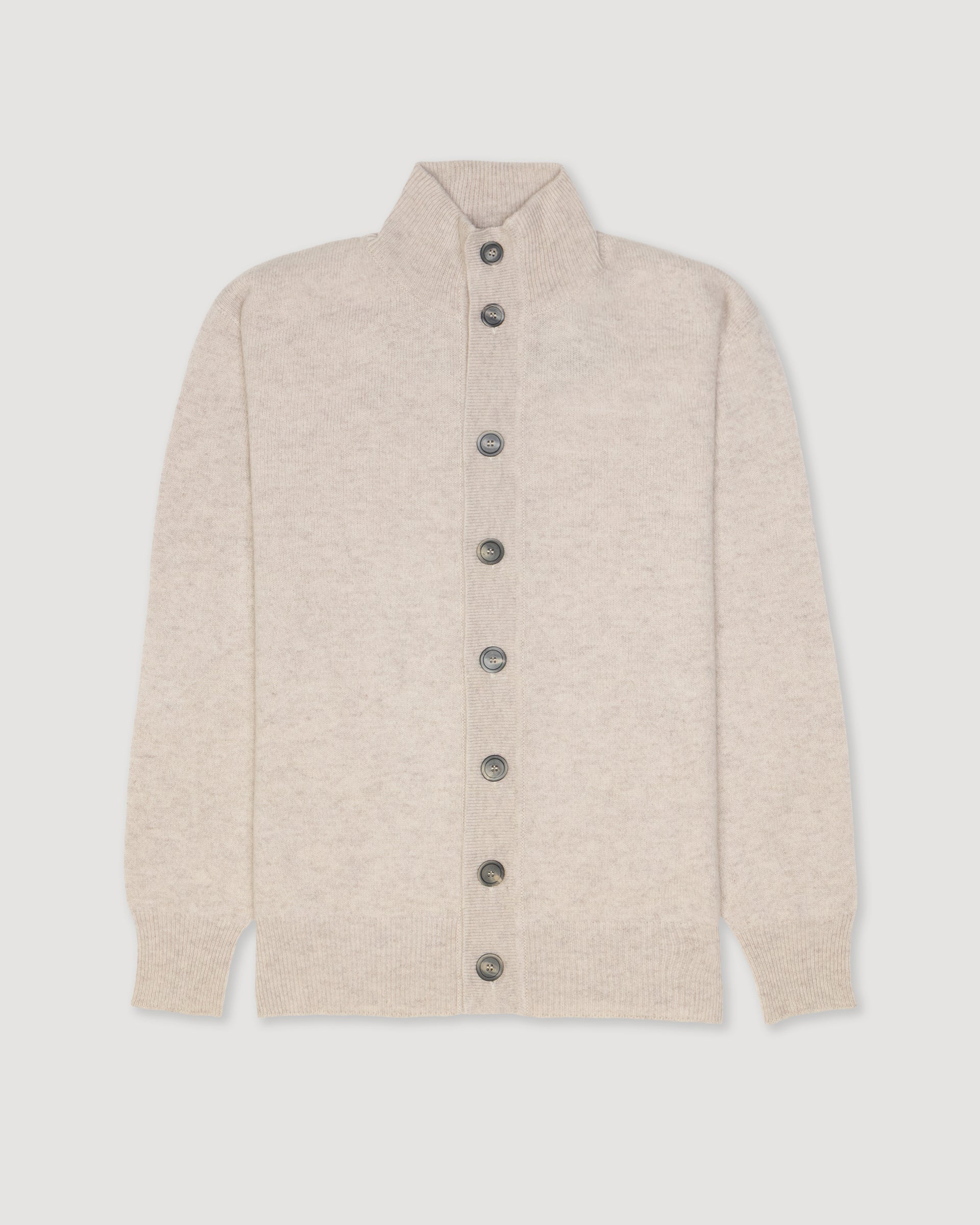 Giubbotto in maglia con bottoni in pura lana vergine. Beige - Mastice