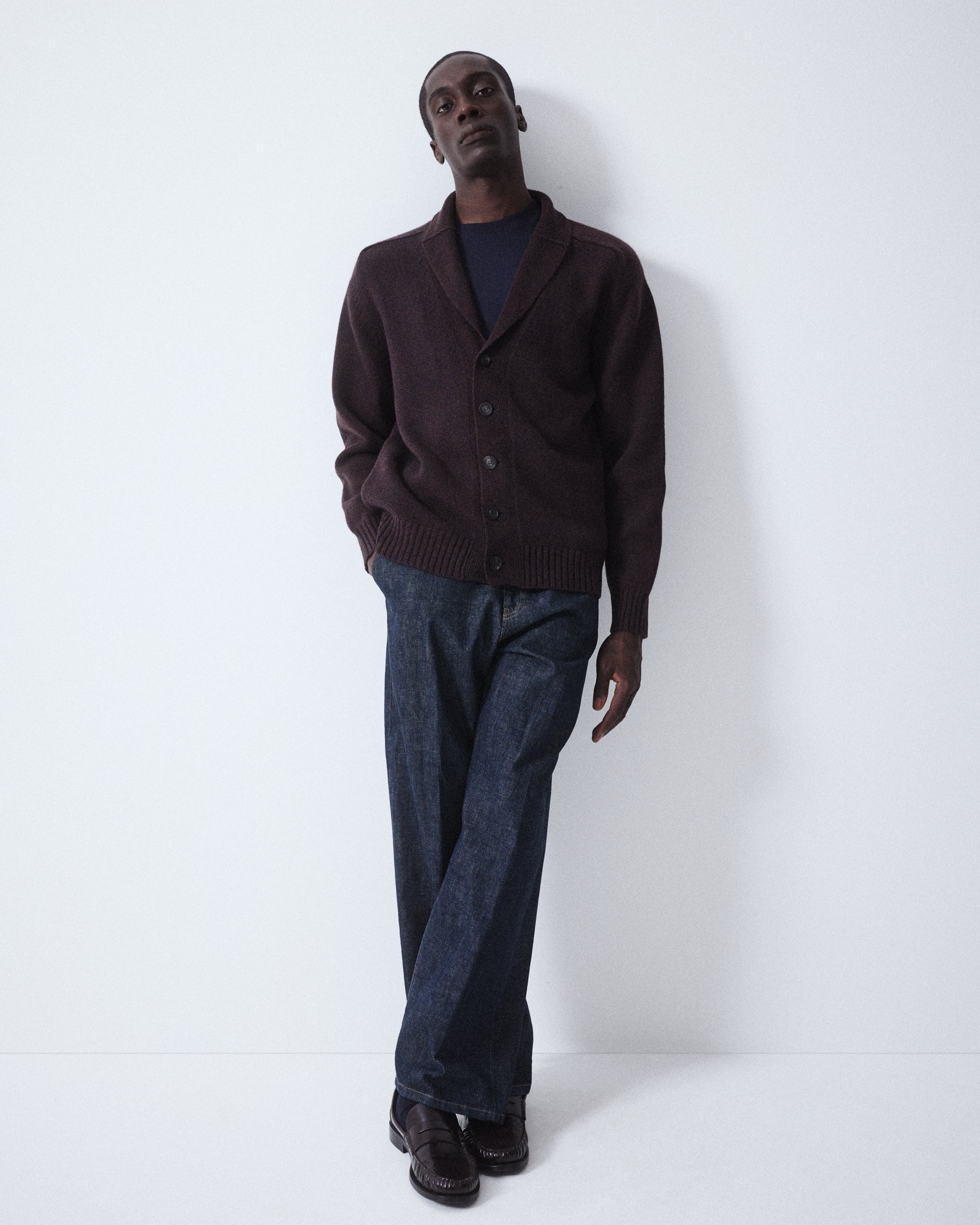 Cardigan Scialle Maglia Rasata M/ L - MARRONE