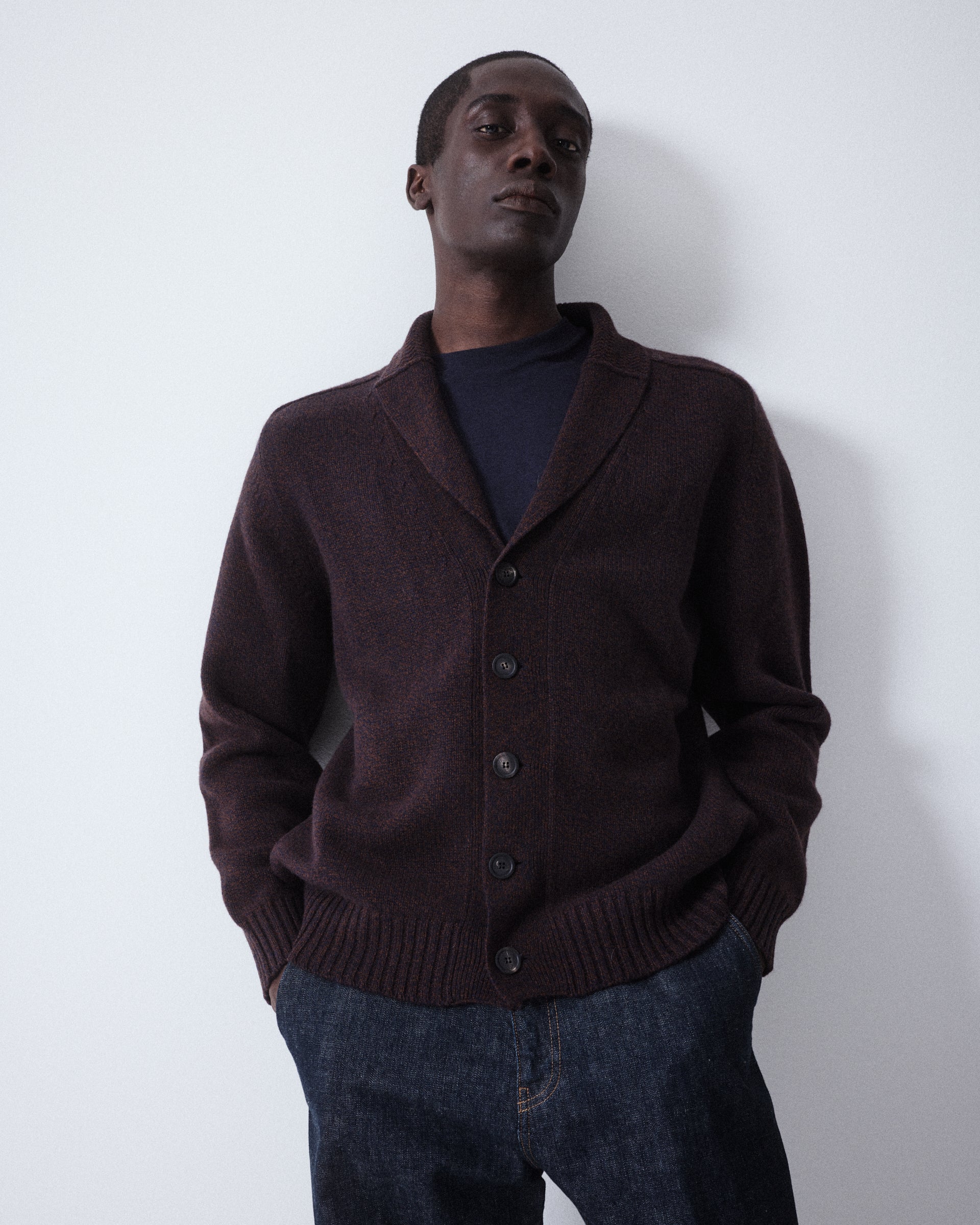 Cardigan Scialle Maglia Rasata M/ L - MARRONE