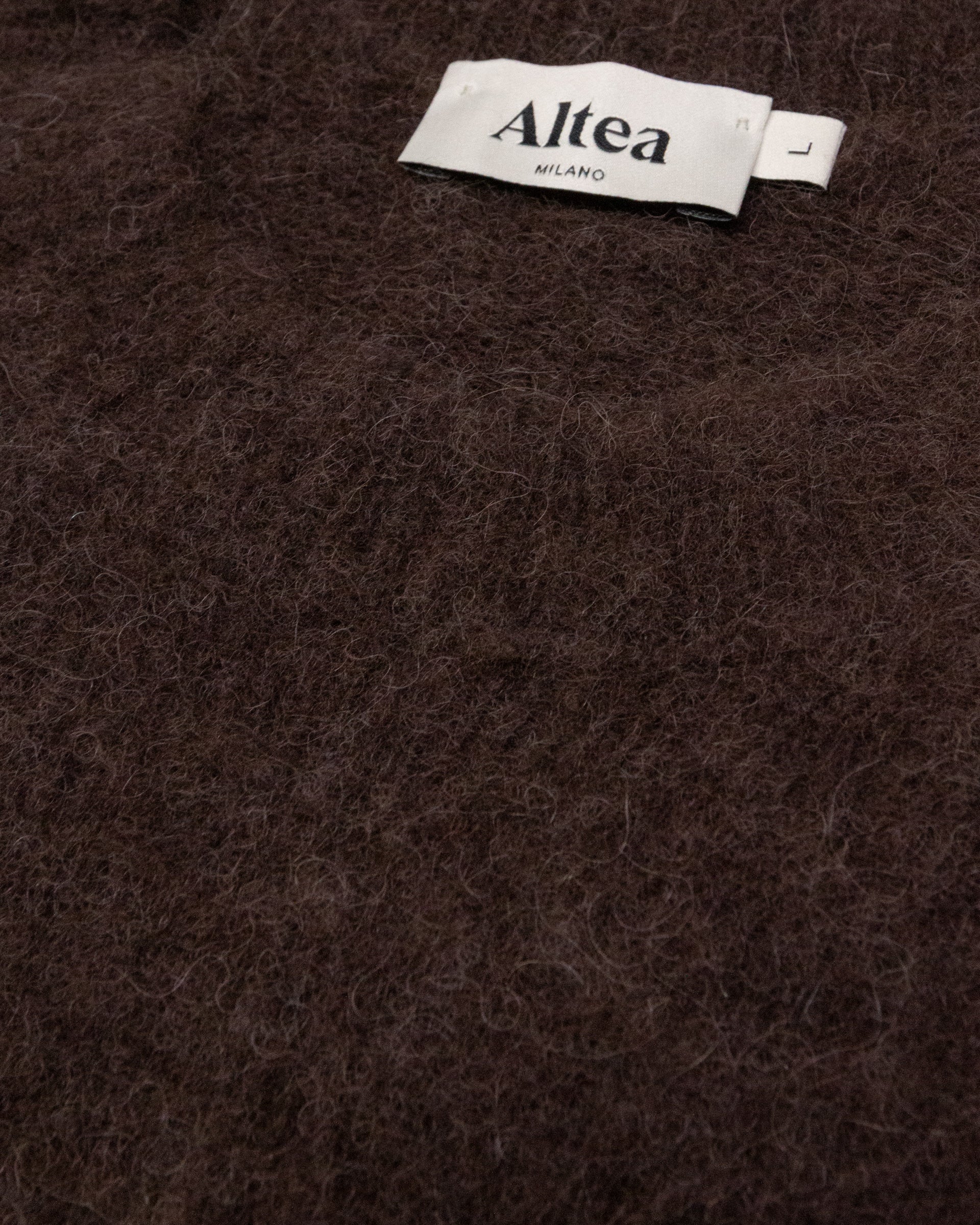 Maglia girocollo garzata manica corta in misto. Marrone - Moro