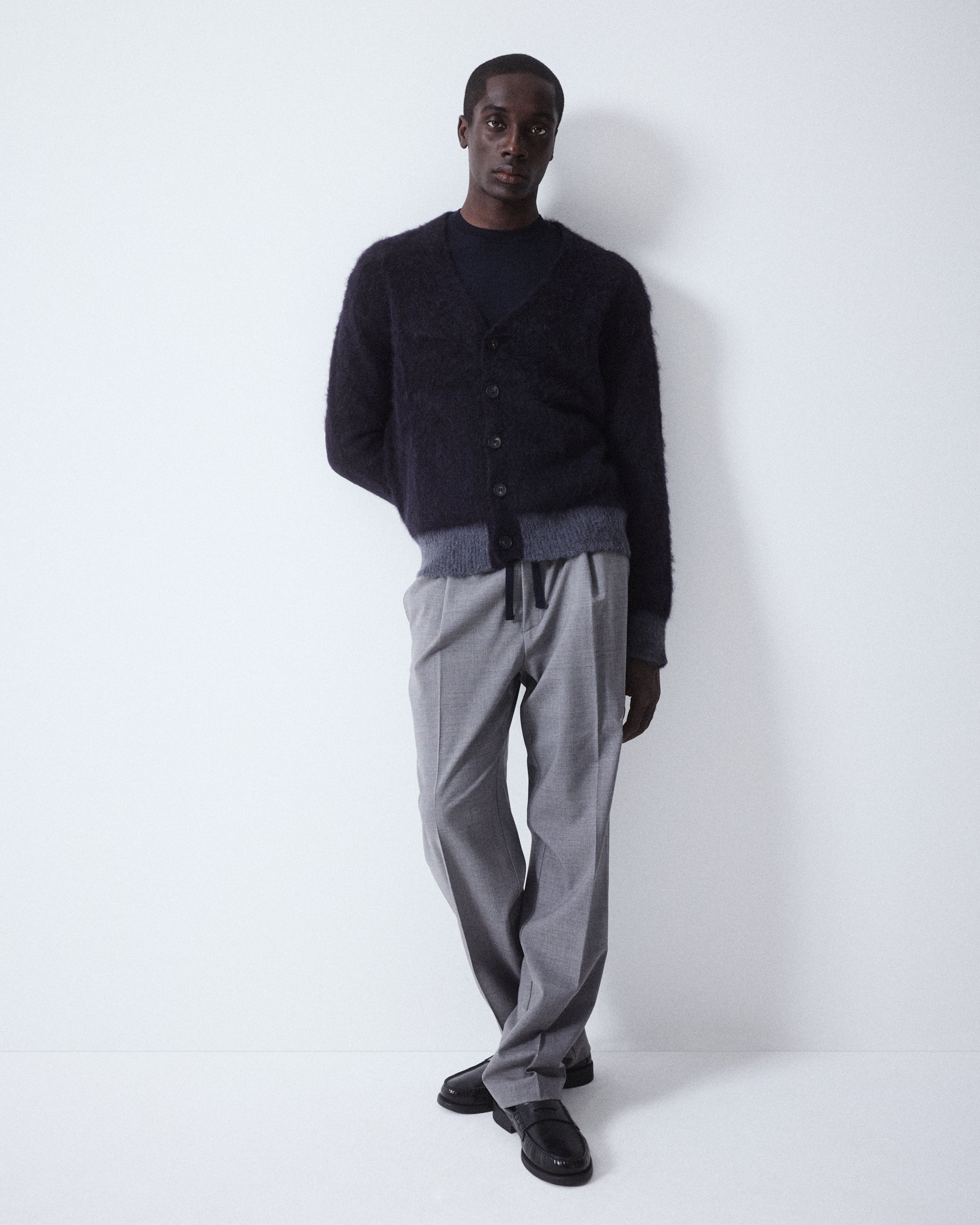 Cardigan Maglia Alpaca Garzato M/ L - NAVY