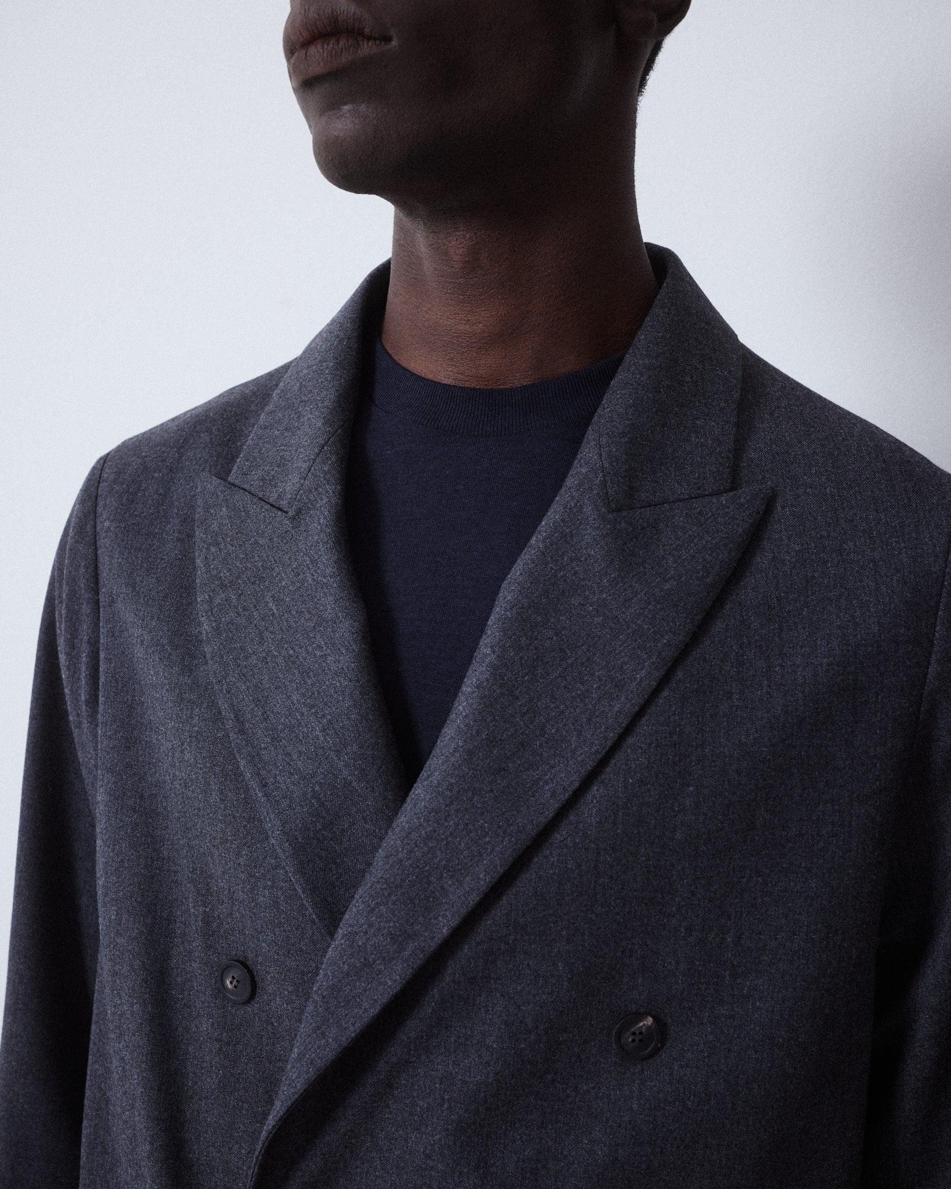Alain double-breasted jacket in wool flannel, semi-lined. Grey - Grigi