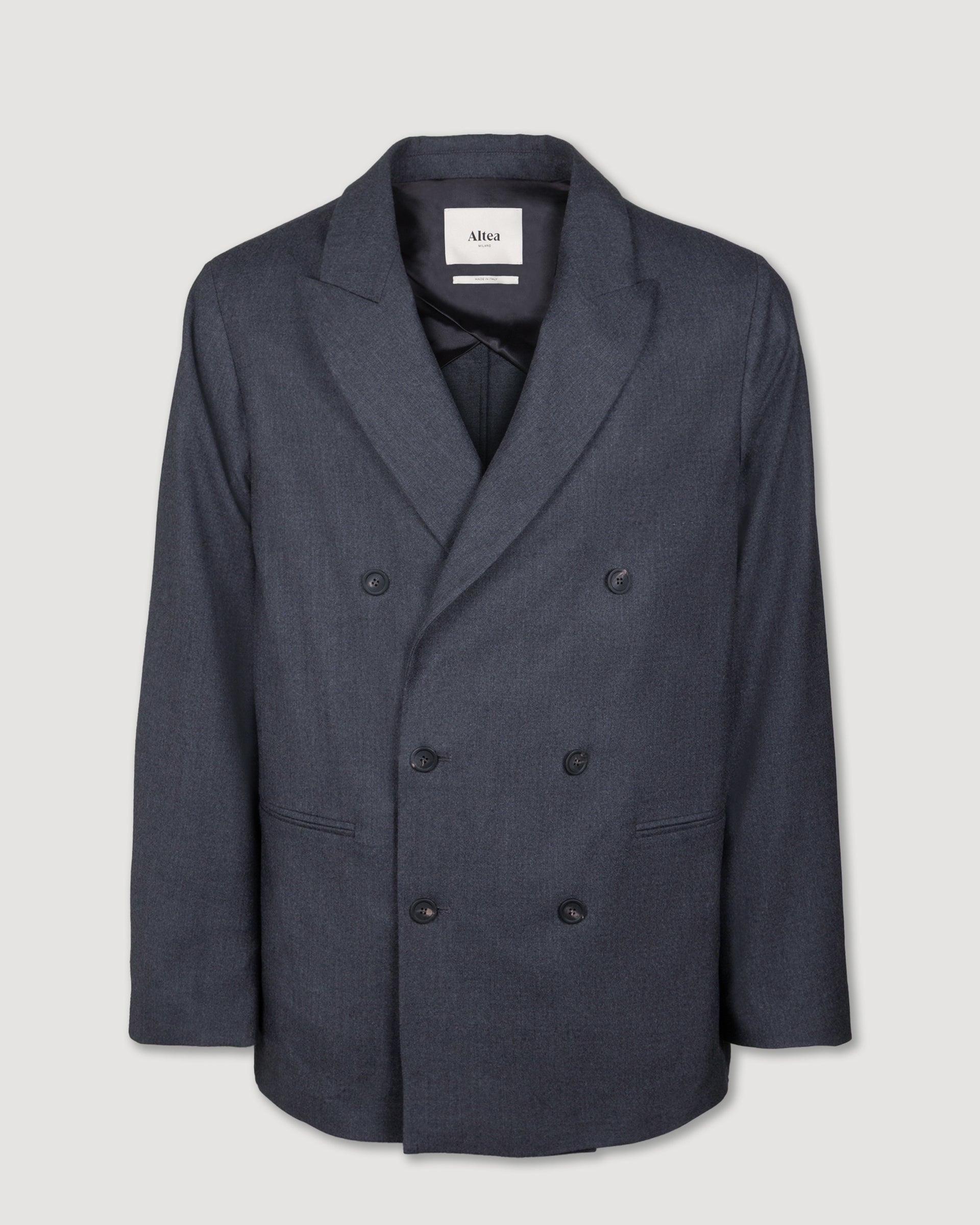 Alain double-breasted jacket in wool flannel, semi-lined. Grey - Grigi