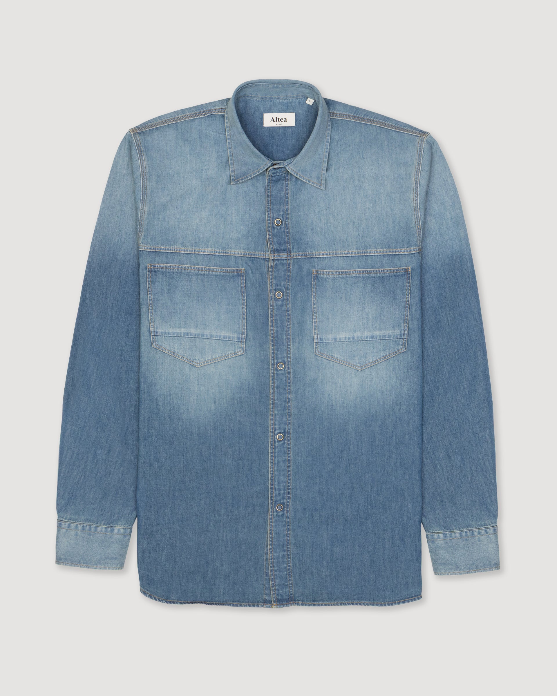 Camicia Sendell in denim di cotone con taschini. Blu - Denim