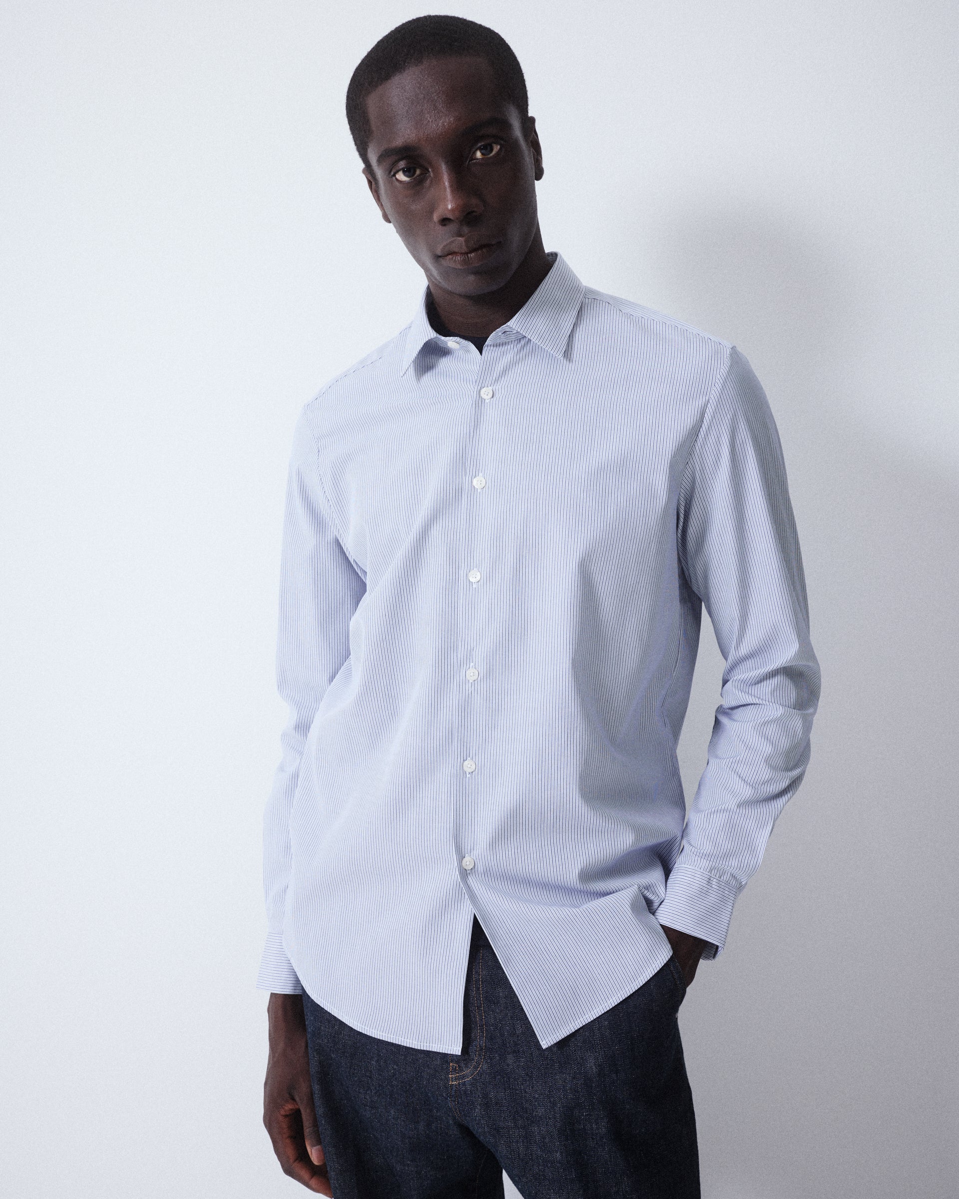 Camicia Scott Poplin Riga Alternata M/l - NAVY