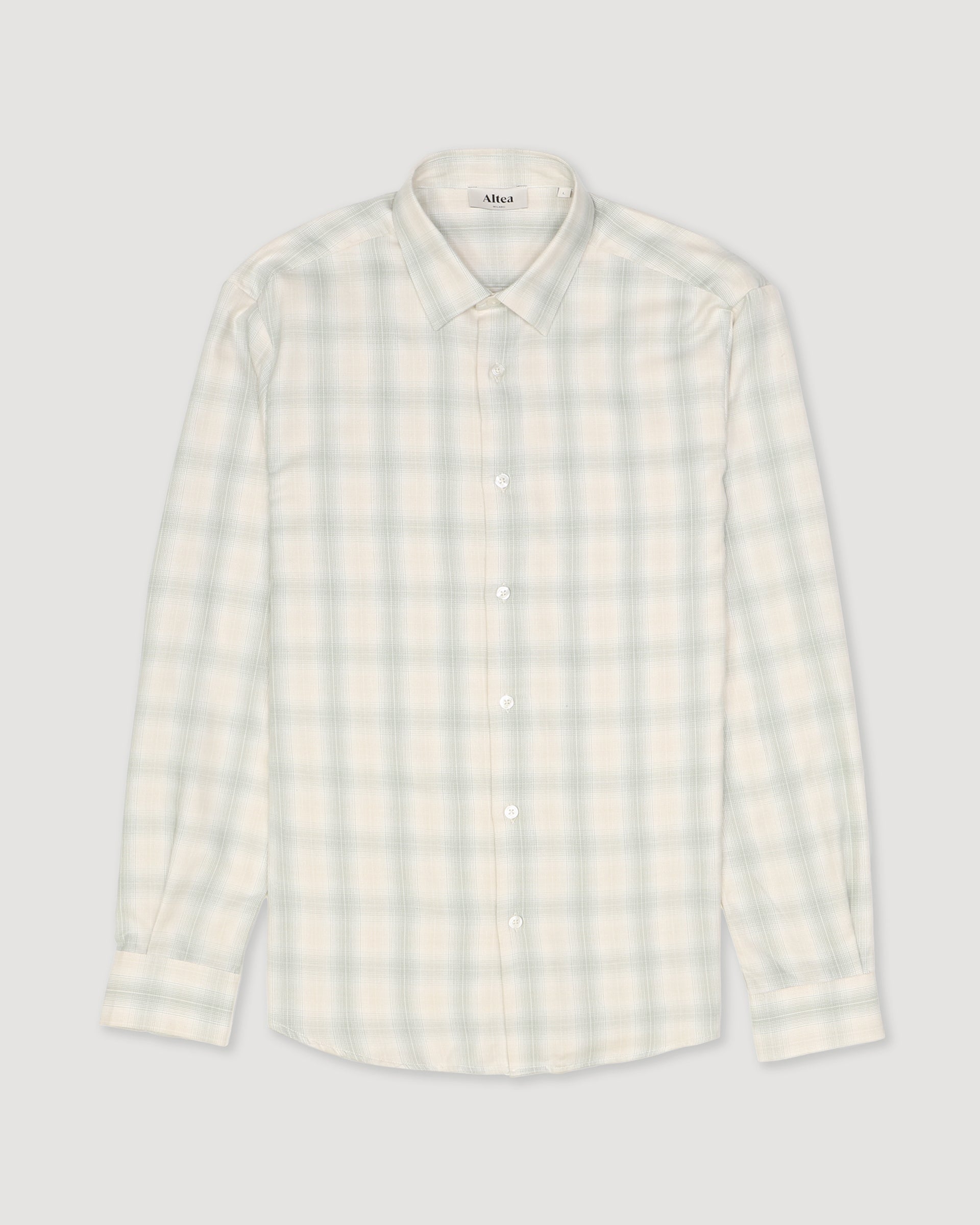 Camicia Scott in flanella di cotone garzato fantasia check. Verde - Salvia/Bianco