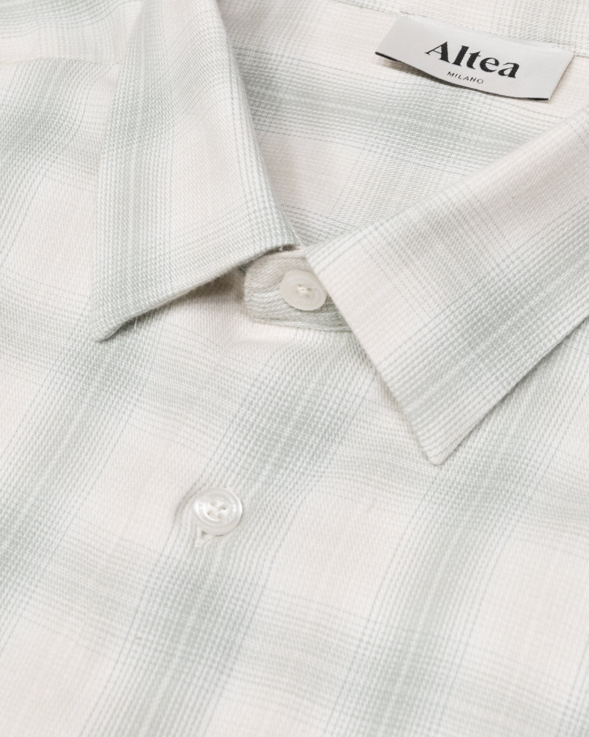 Camicia Scott in flanella di cotone garzato fantasia check. Verde - Salvia/Bianco