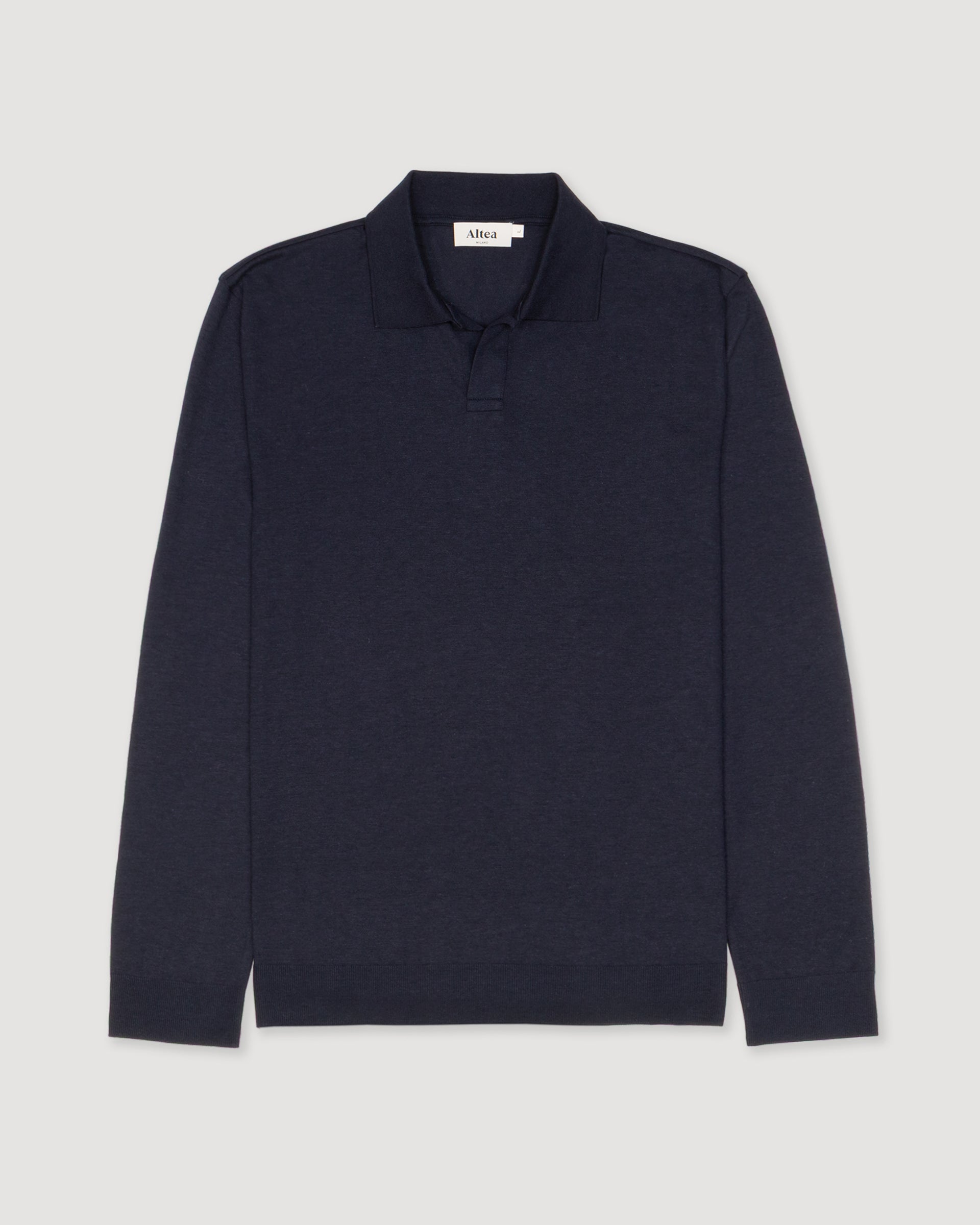 Polo collo aperto Pierre in jersey di lyocell misto cotone. Blu - Navy