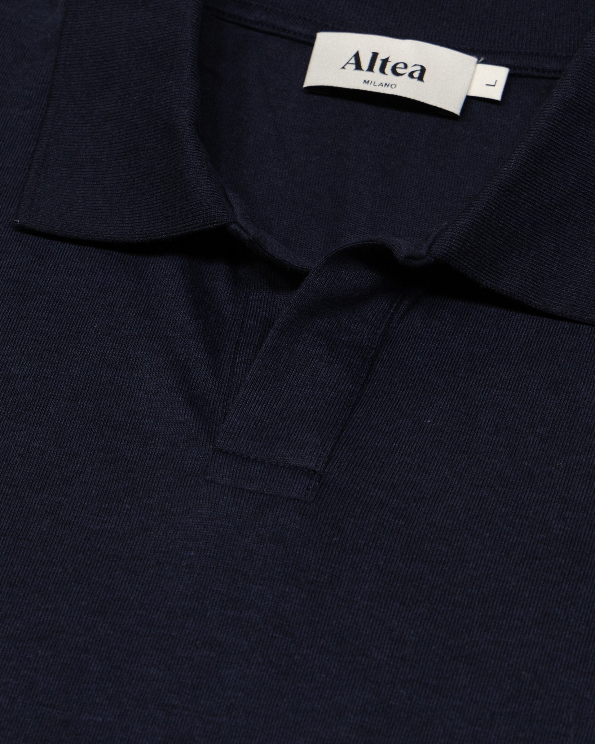 Polo collo aperto Pierre in jersey di lyocell misto cotone. Blu - Navy