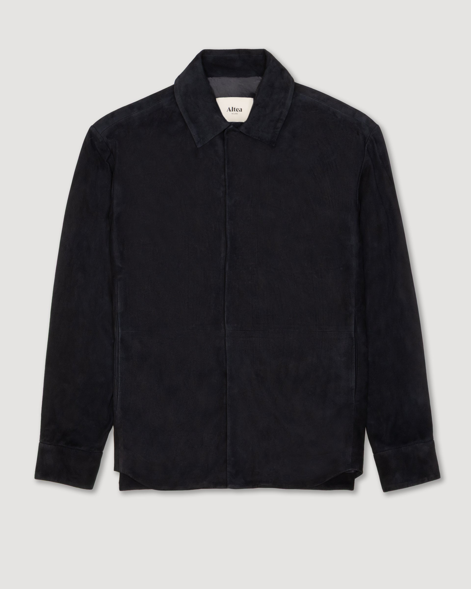 Shirt jacket Leon in suede, foderata. Blu - Navy