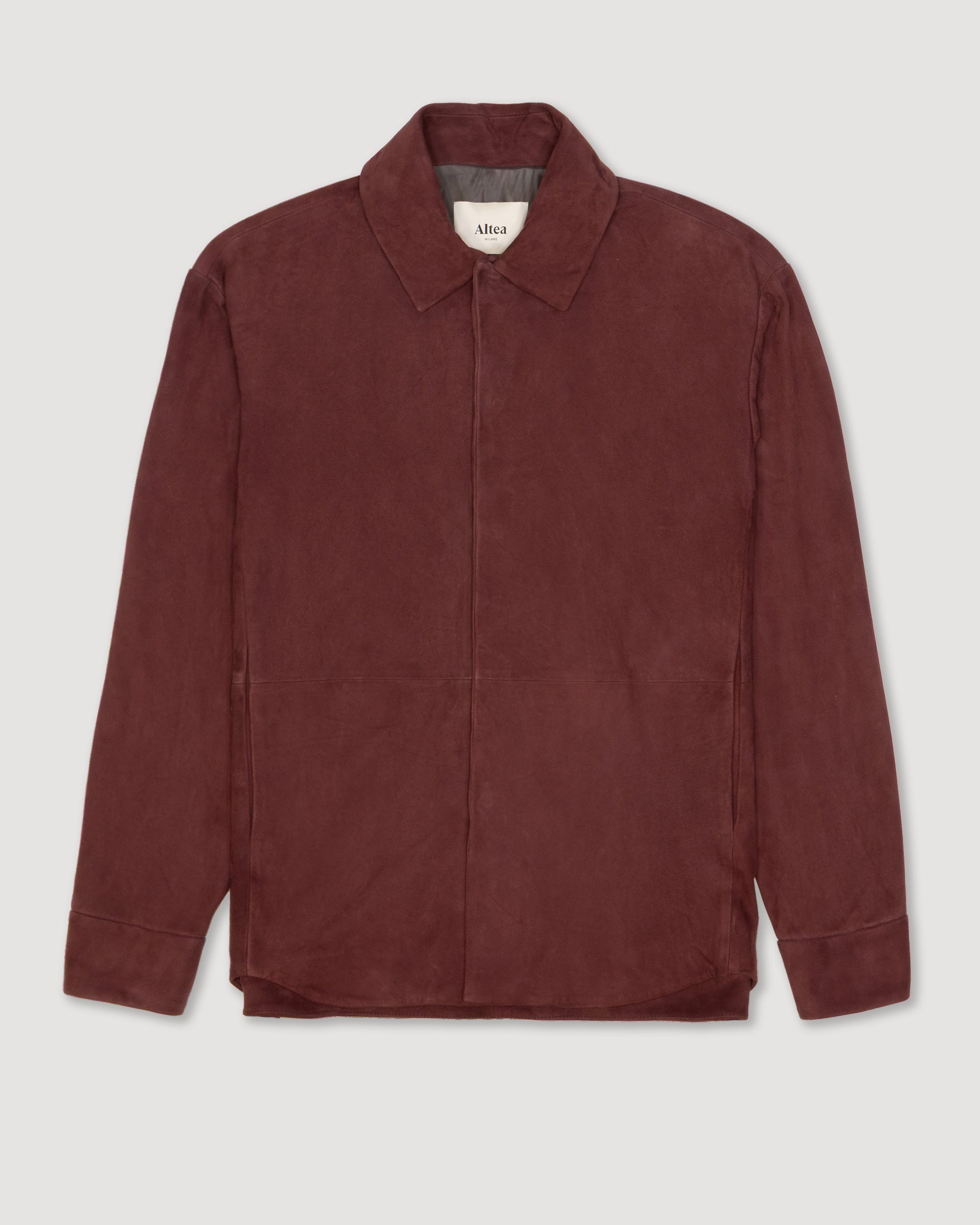 Shirt jacket Leon in suede, foderata. Marrone - Rust