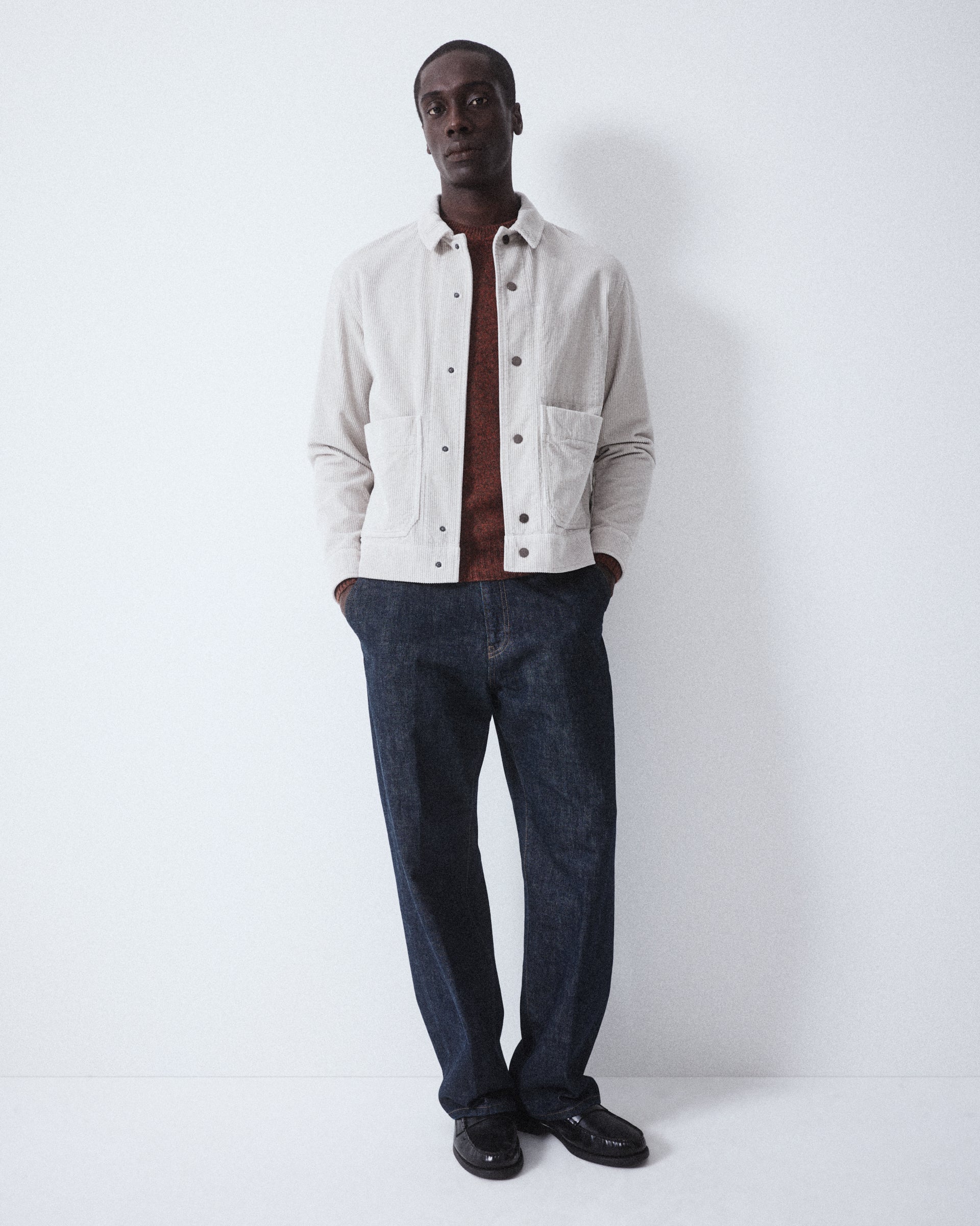 Giacca Cornell in velluto a coste di cotone, semifoderata. - Perla