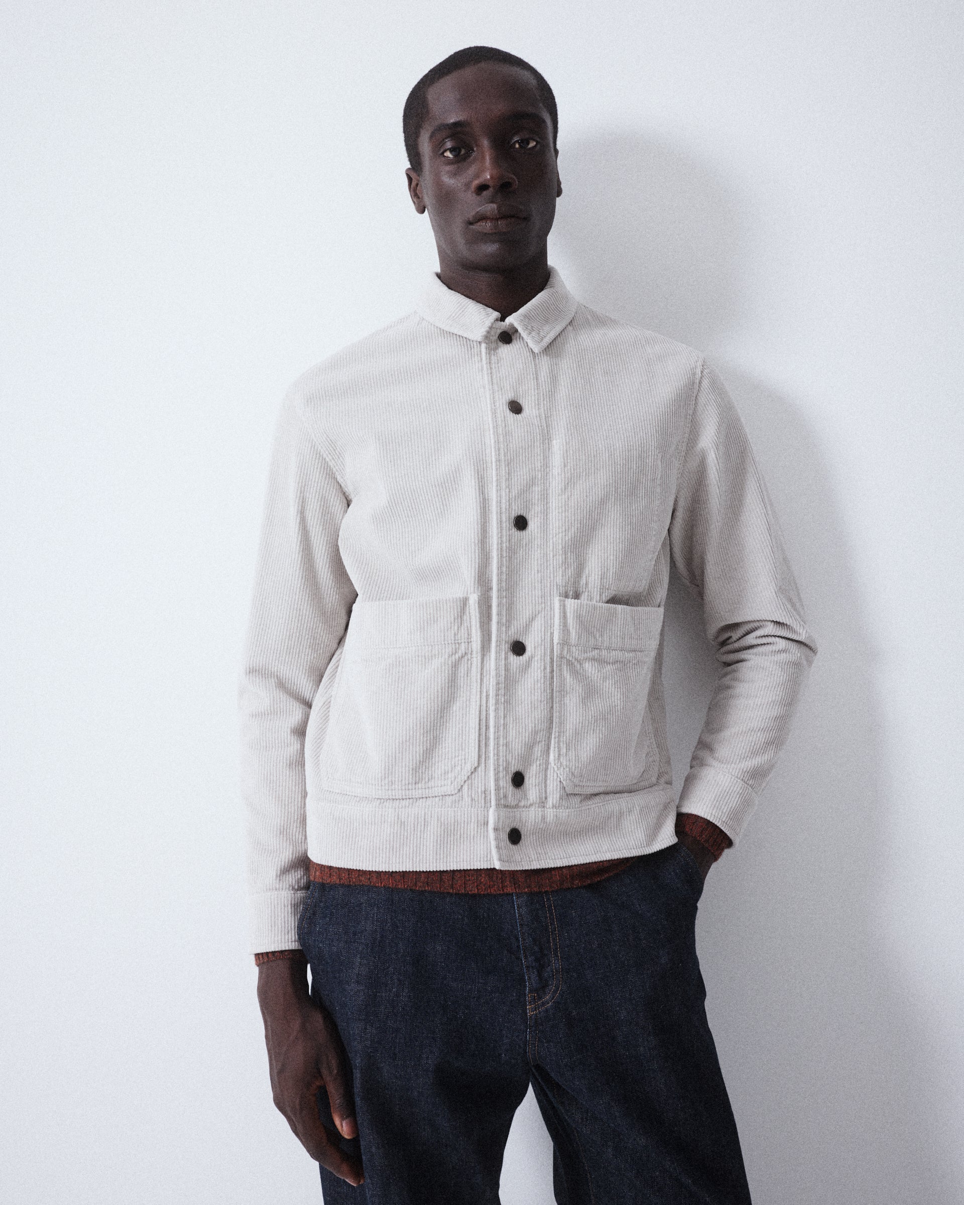 Giacca Cornell in velluto a coste di cotone, semifoderata. - Perla