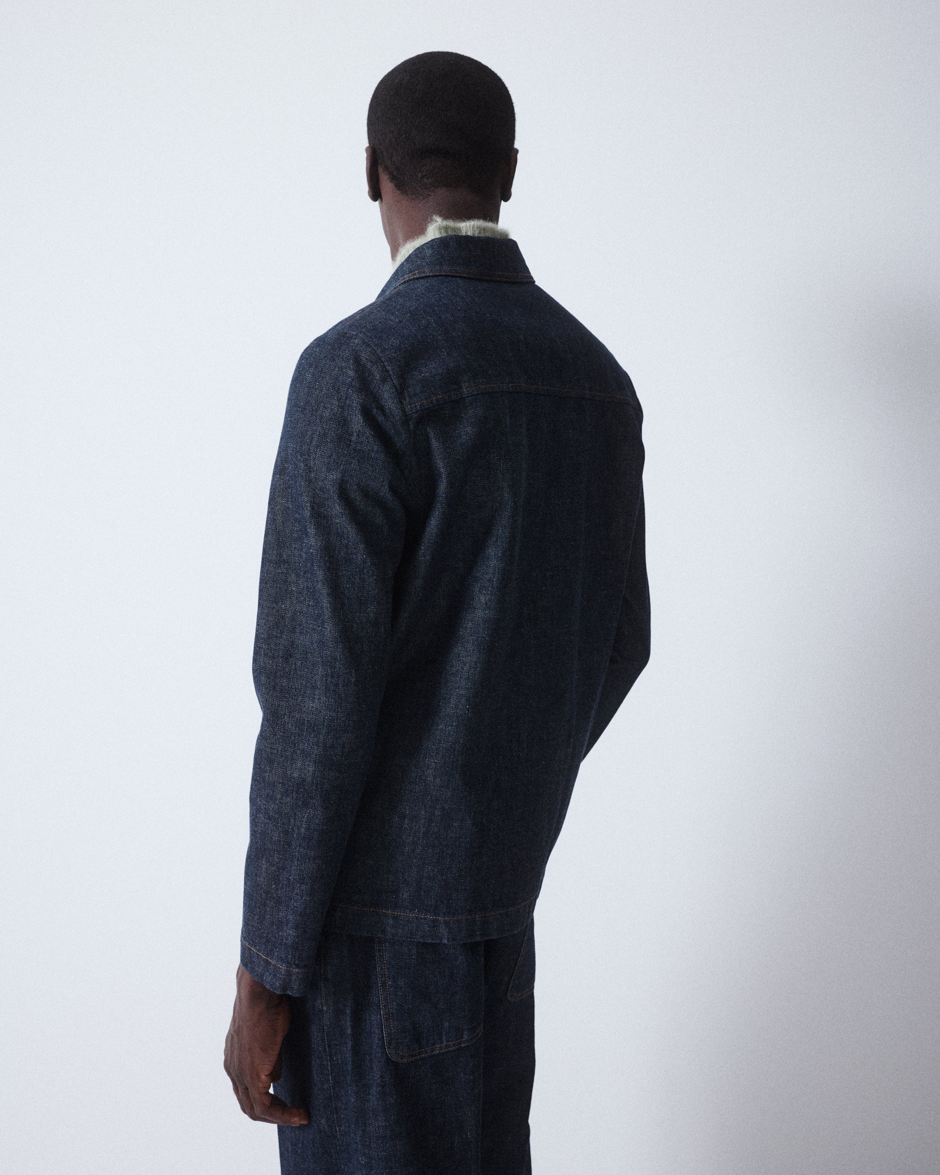 Pablo work jacket in cotton denim, semi-lined. Blue - Denim