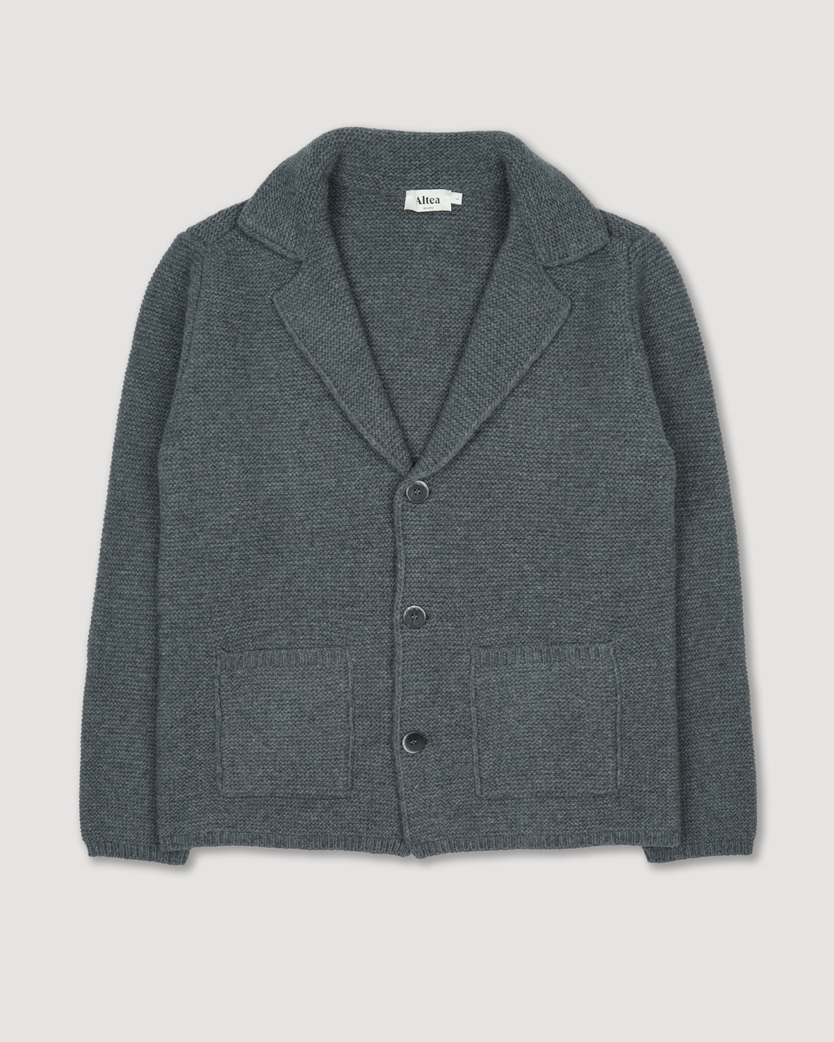 Blazer in maglia punto link in pura lana vergine - Grigio medio