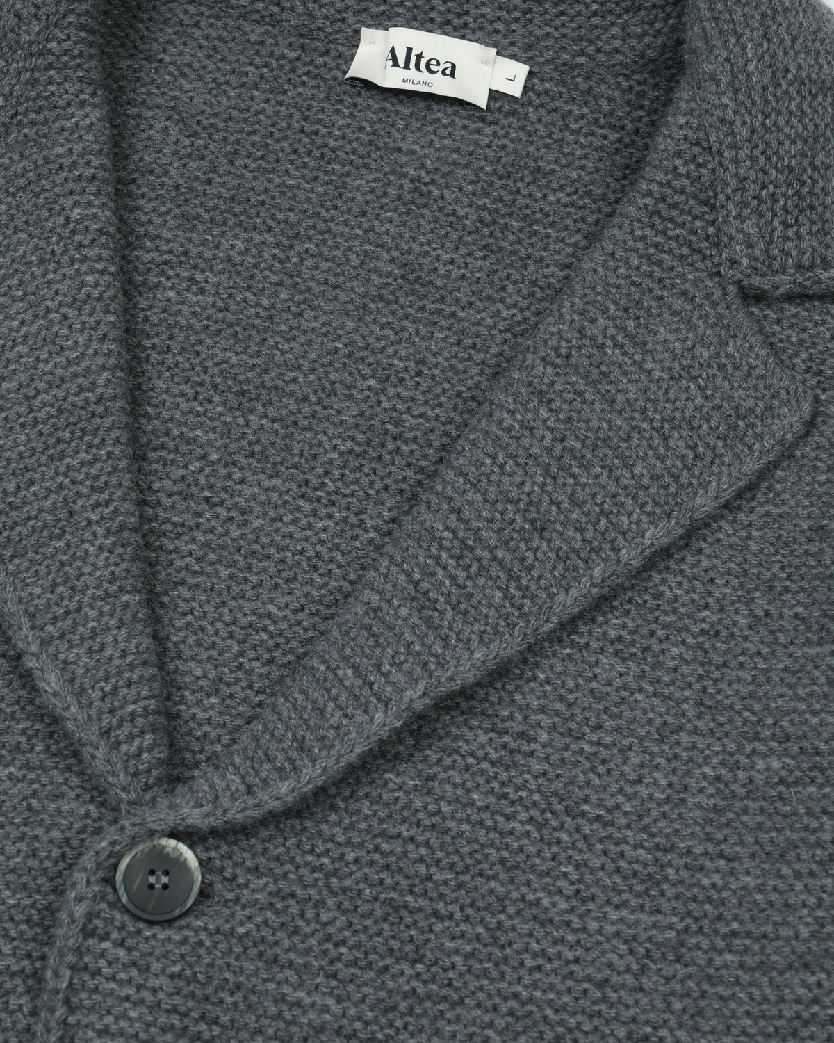 Blazer in maglia punto link in pura lana vergine - Grigio medio