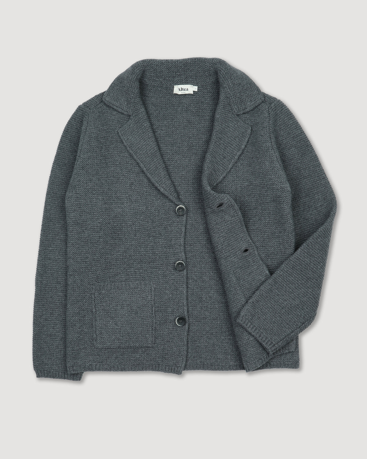 Blazer in maglia punto link in pura lana vergine - Grigio medio