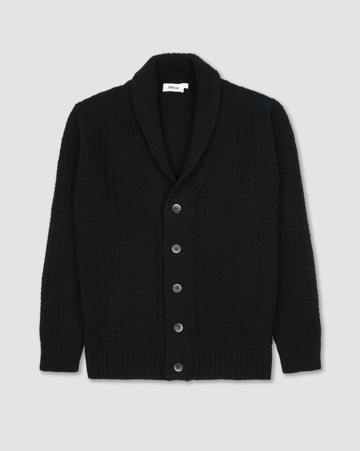 Cardigan collo a scialle in in lana misto cashmere - Nero