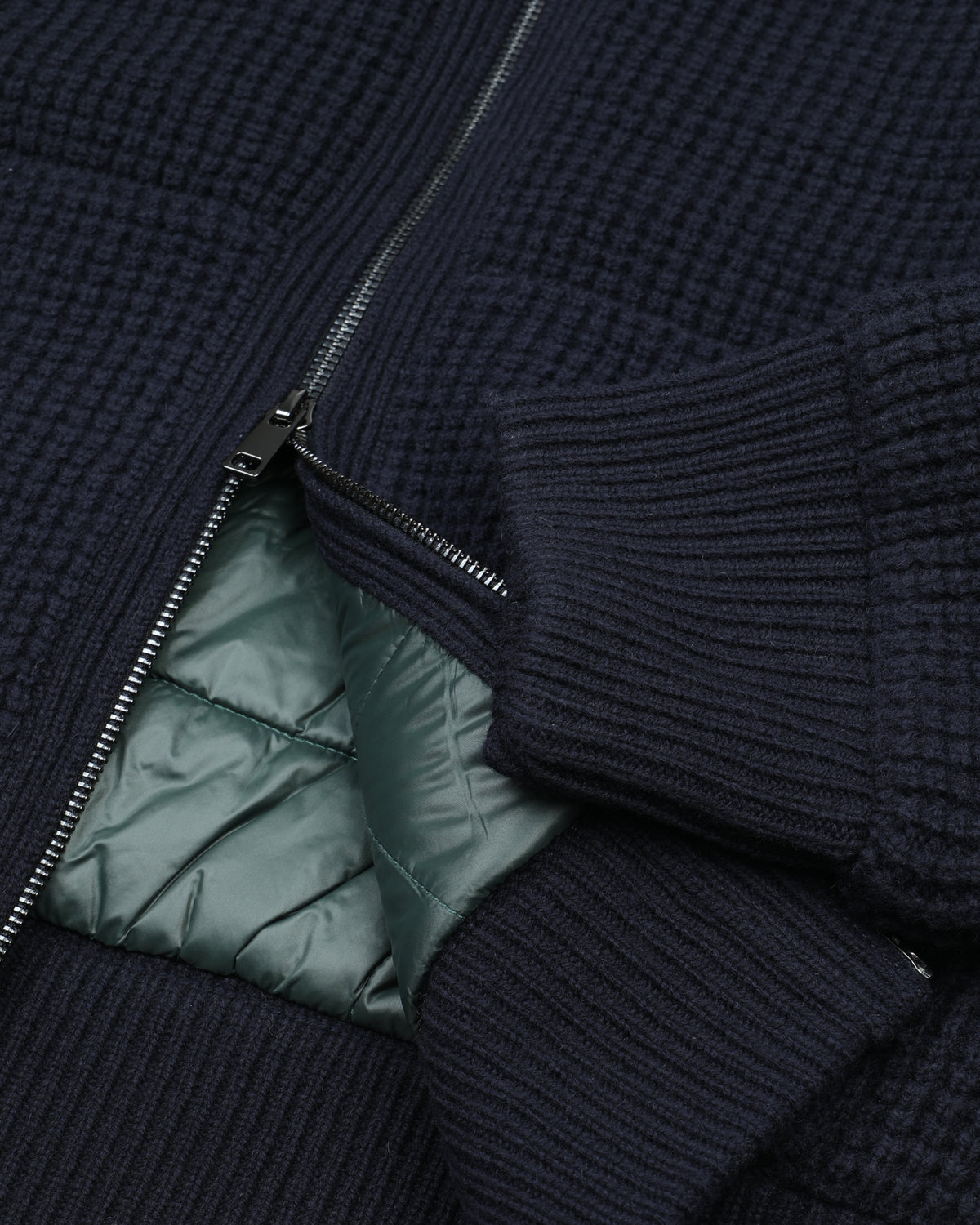 Giubbotto in maglia in pura lana vergine. Blu - Navy