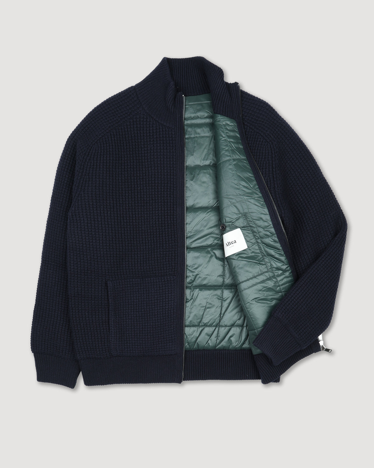 Giubbotto in maglia in pura lana vergine. Blu - Navy