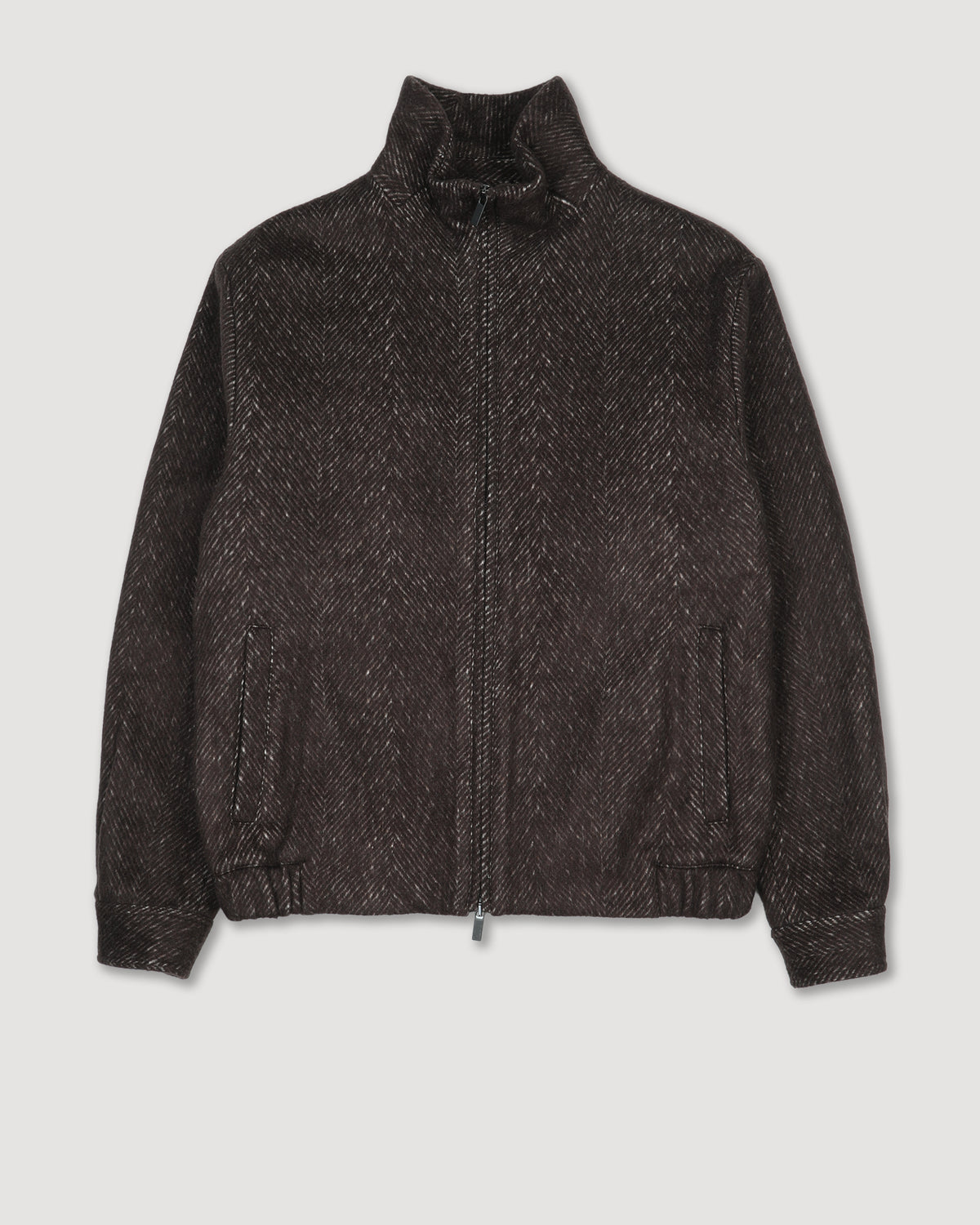 Giacca Arden in misto cashmere cotone fantasia chevron. Marrone - Moro