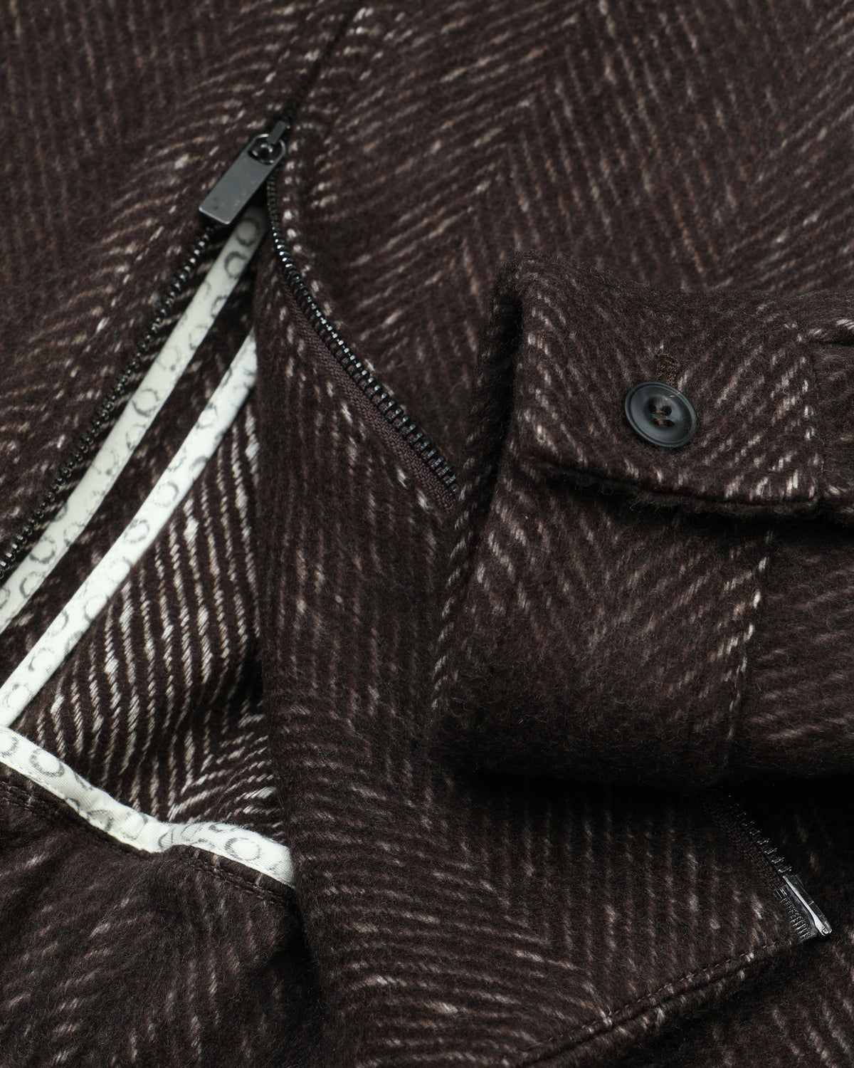 Giacca Arden in misto cashmere cotone fantasia chevron. Marrone - Moro