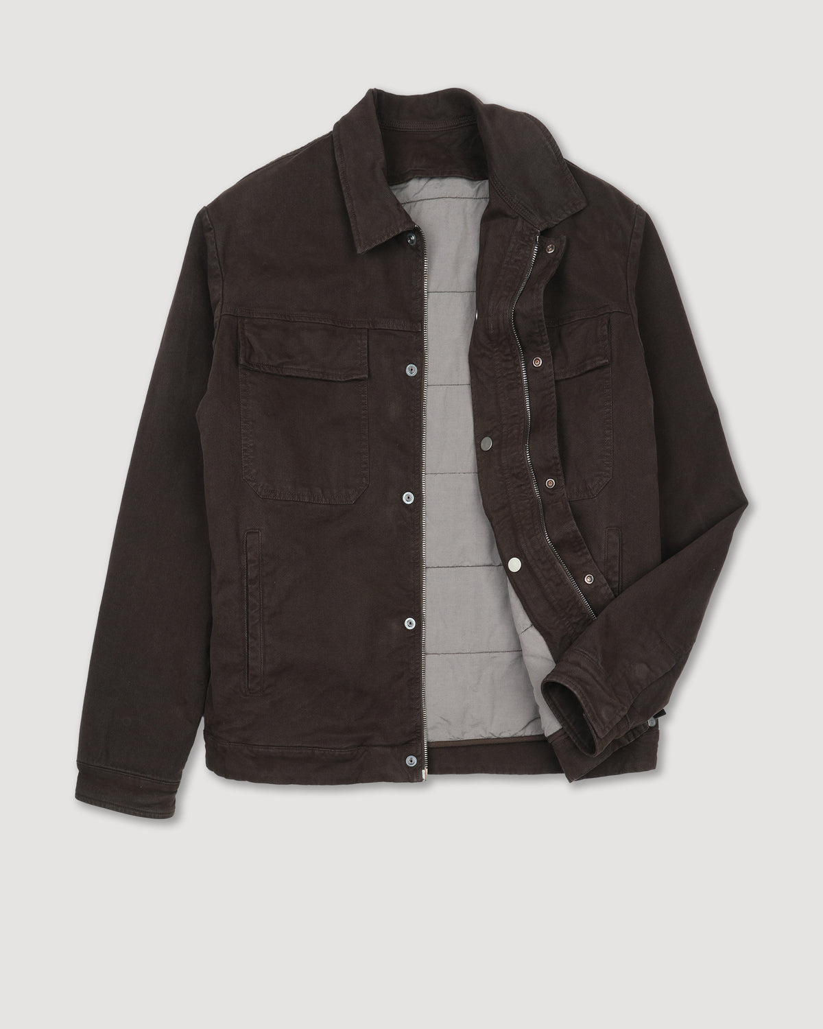 Giacca Godfrey in bull di cotone stretch con gilet interno imbottito. Marrone - Moro