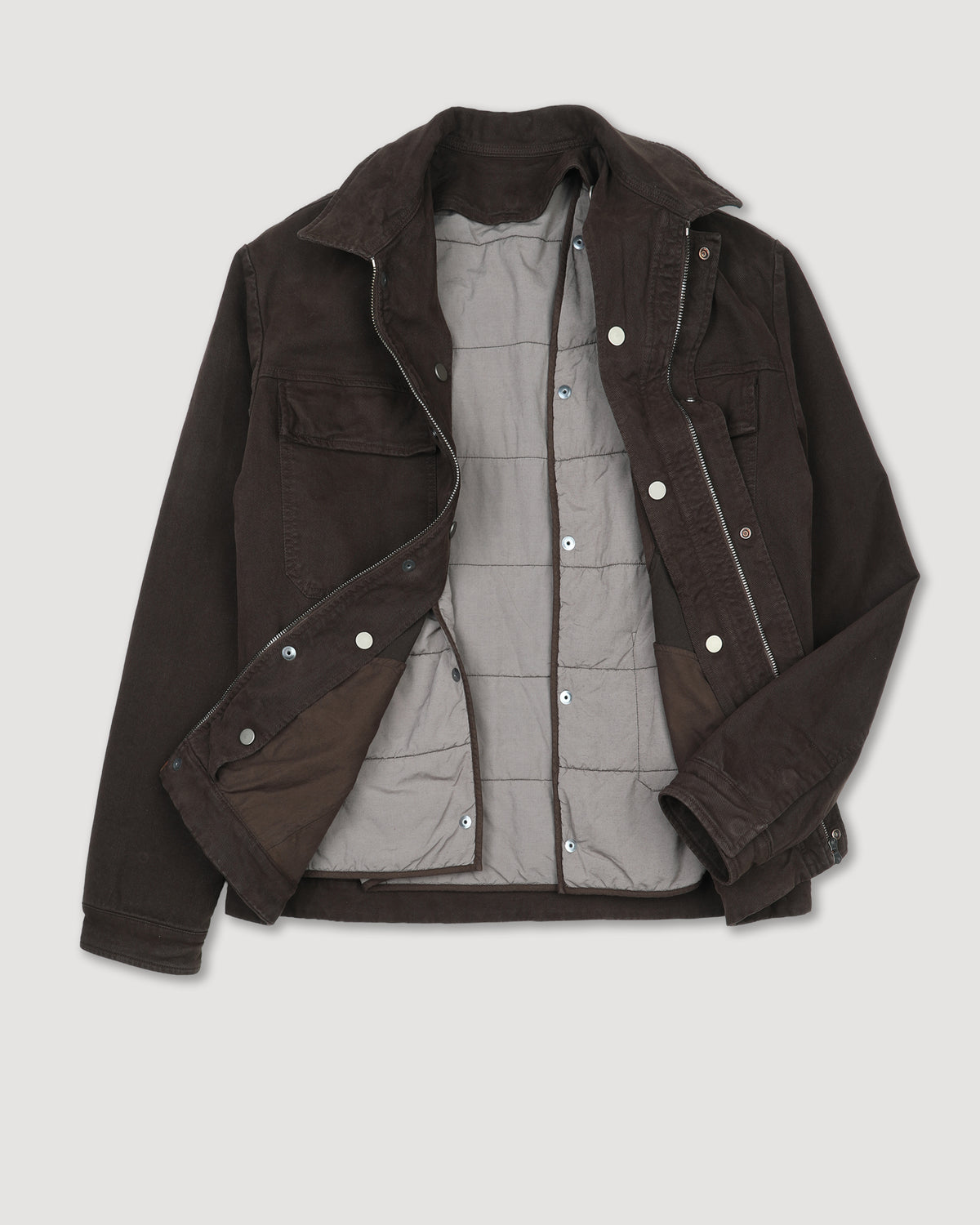 Giacca Godfrey in bull di cotone stretch con gilet interno imbottito. Marrone - Moro