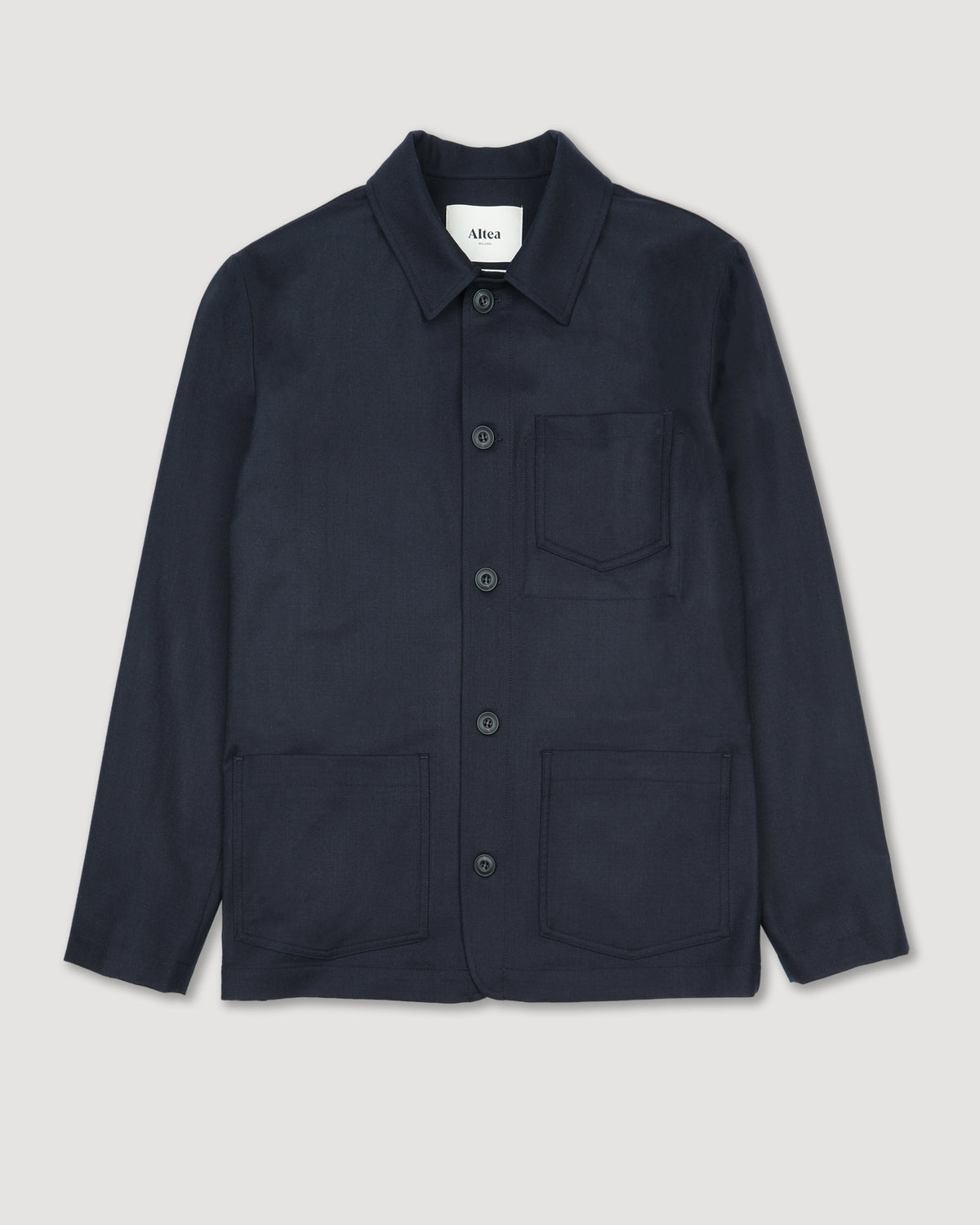 Work jacket Pablo in flanella di lana stretch. Blu - Navy