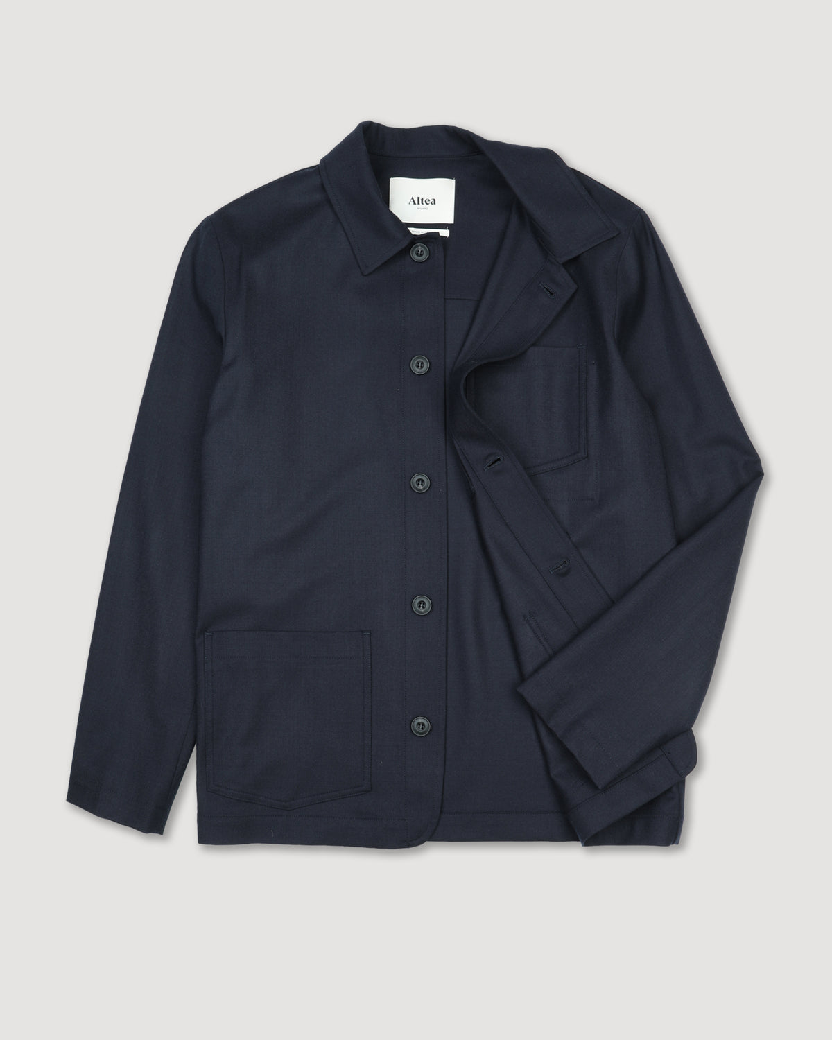 Work jacket Pablo in flanella di lana stretch. Blu - Navy